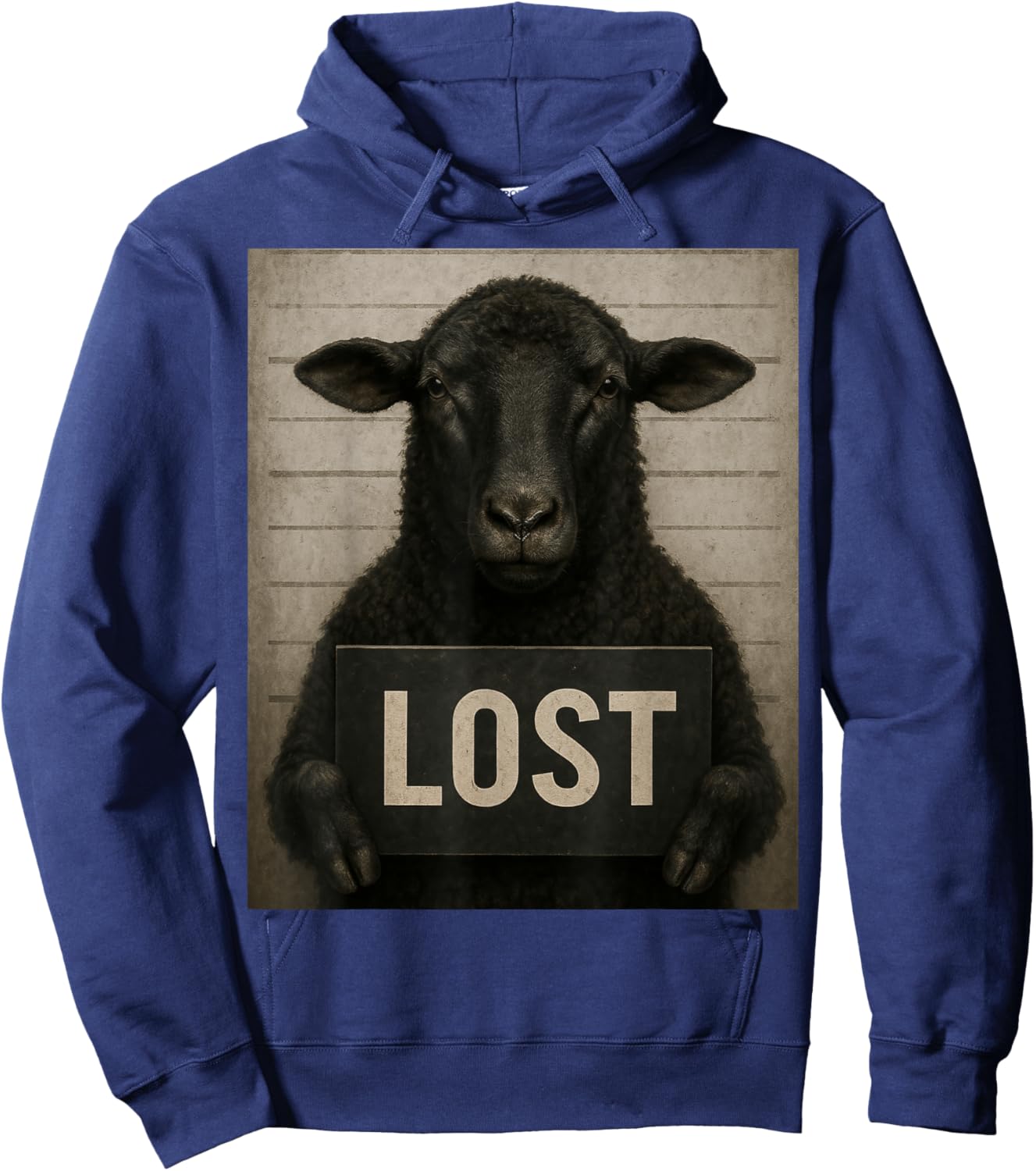 Lost Sheep 404 Funny Black Sheep Mugshot Hoodie - Hoodie | Navy