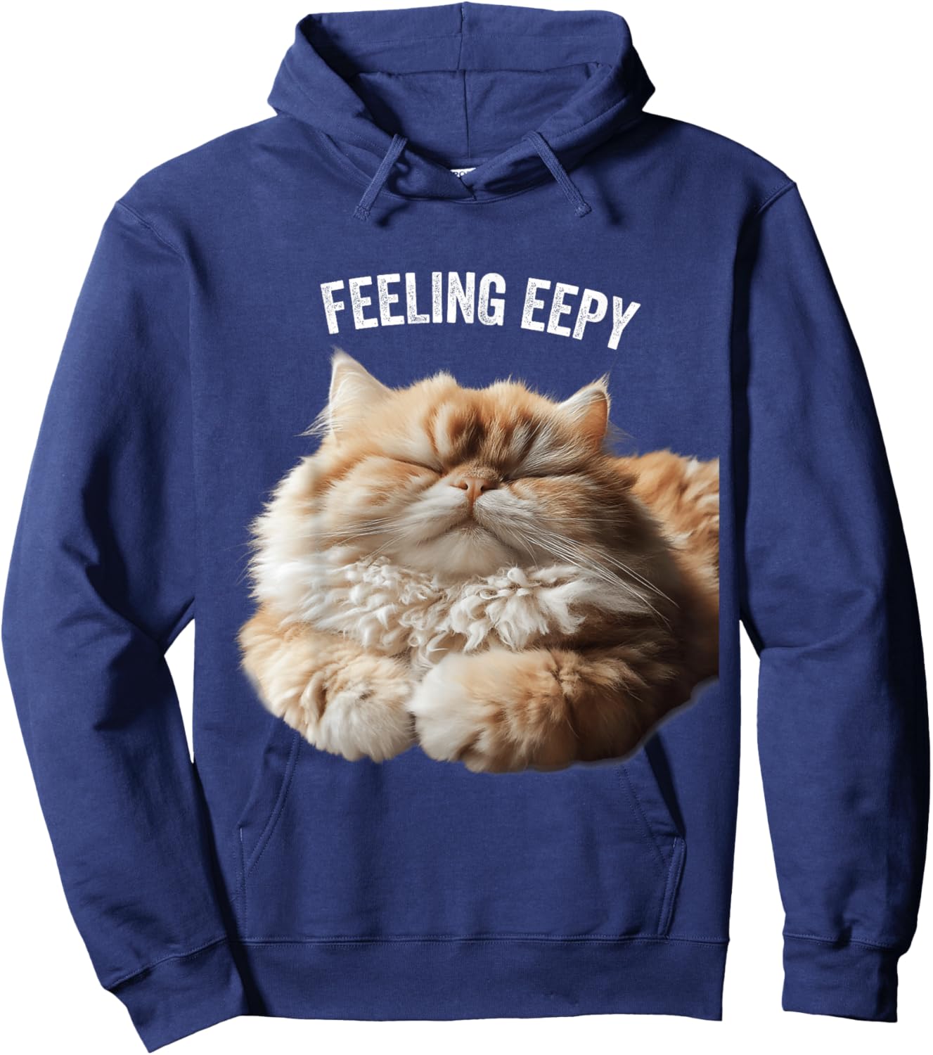 Eepy Cat, Silly Sleepy Cat Meme Cute fluffy cat lovers Hoodie - Hoodie | Navy