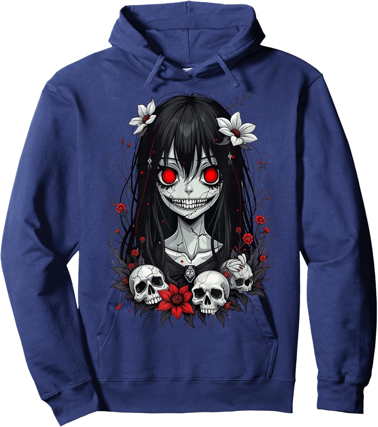 Scary Kawaii Goth Girl | Horror Anime Aesthetics Hoodie - Hoodie | Navy