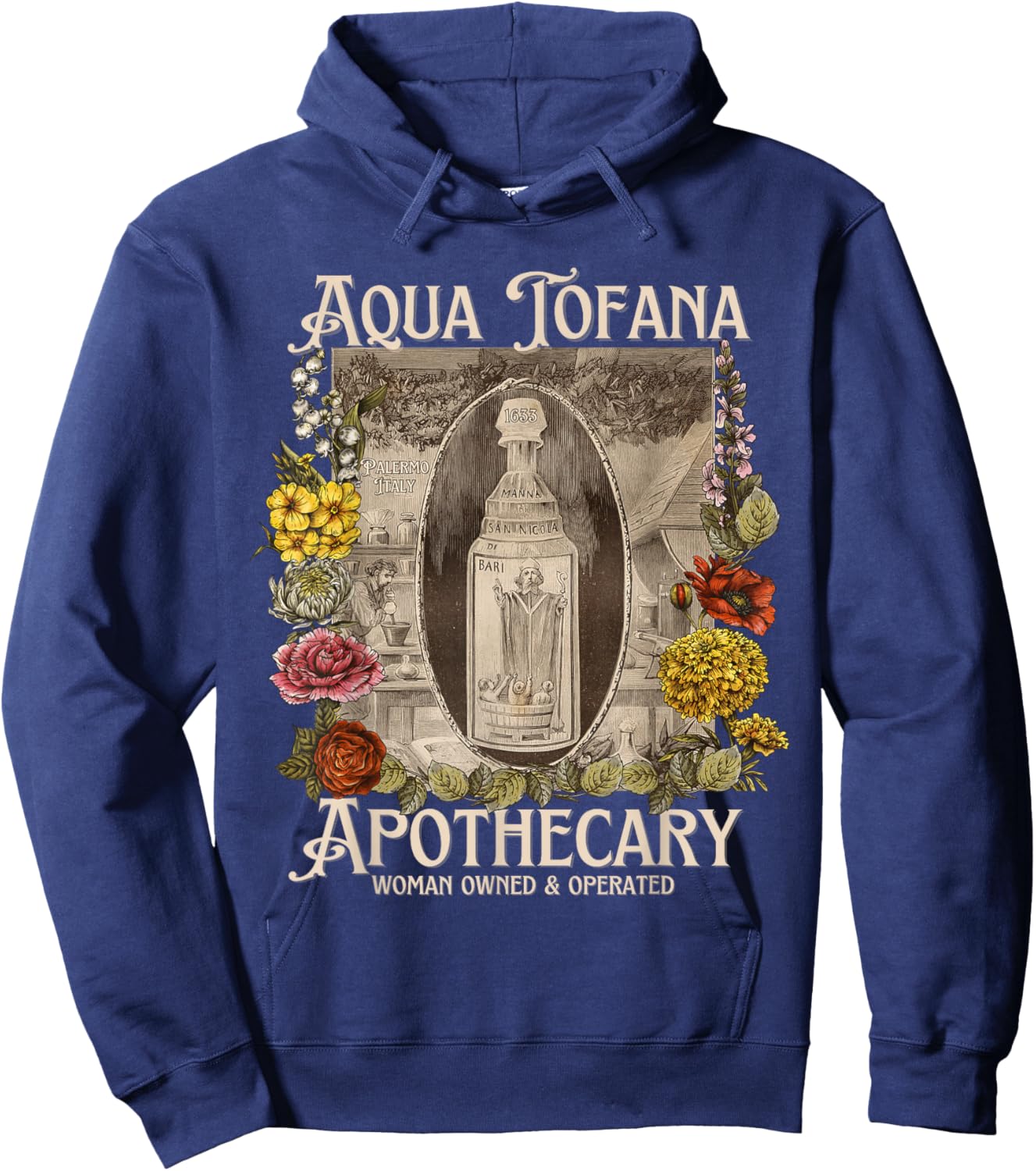 Vintage Aqua Tofana Apothecary Historical Feminist Mystery Hoodie - Hoodie | Navy