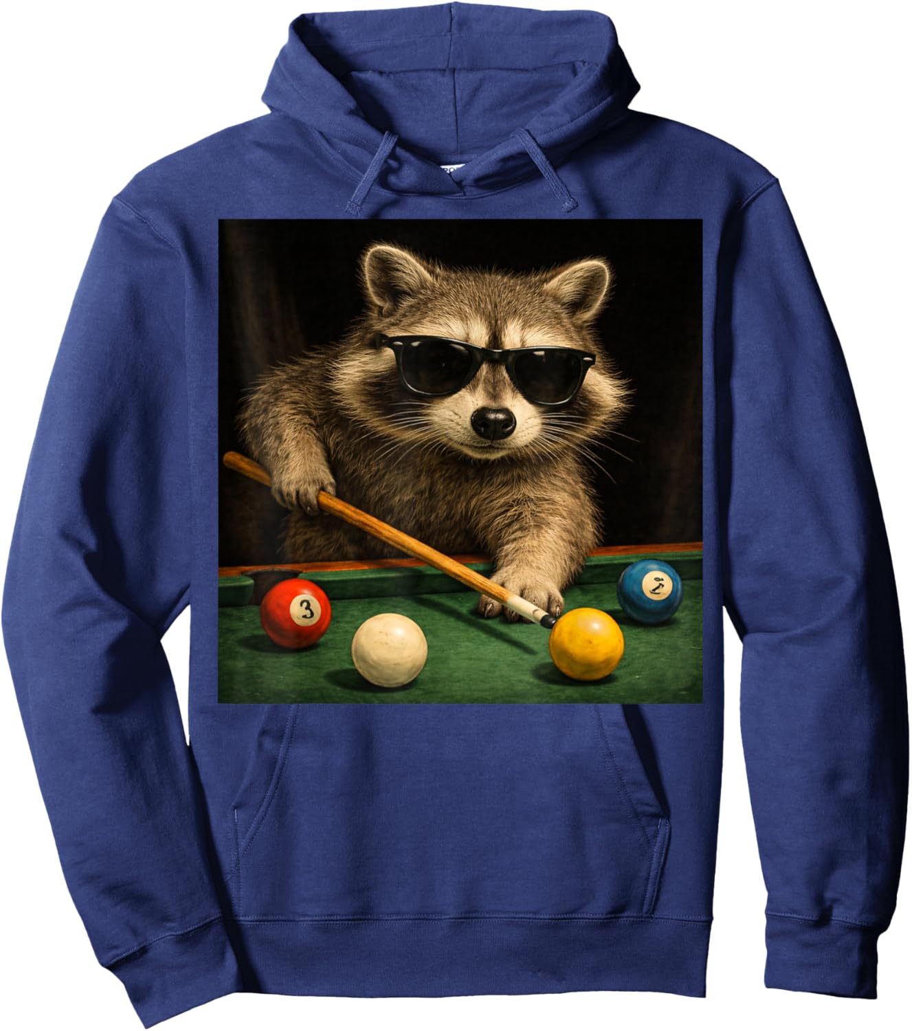 Racoon Playing Pool Billiards in Lounge Cool Funny Graphic Hoodie - Hoodie | Navy