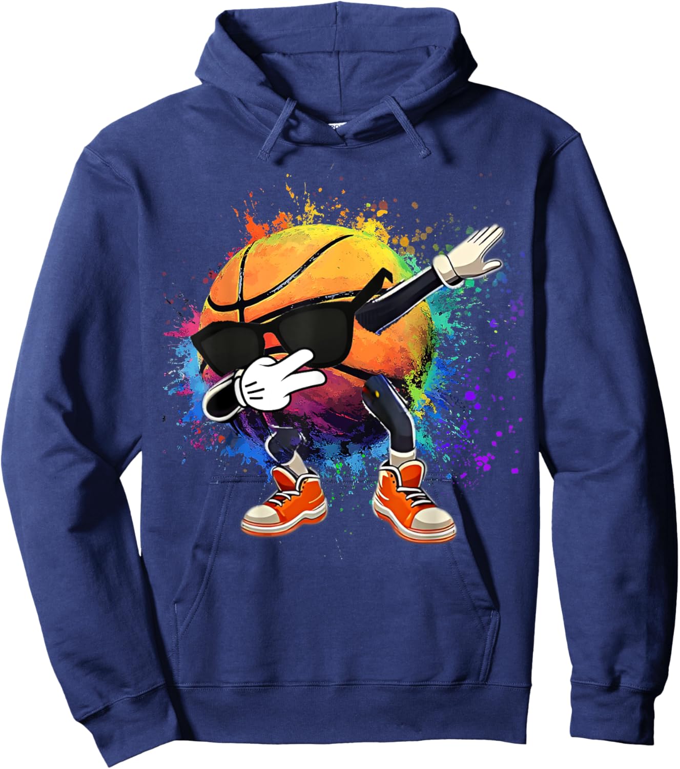 Colorful Basketball Tie Dye Color Splash Hoop Net Slam Dunk Hoodie - Hoodie | Navy