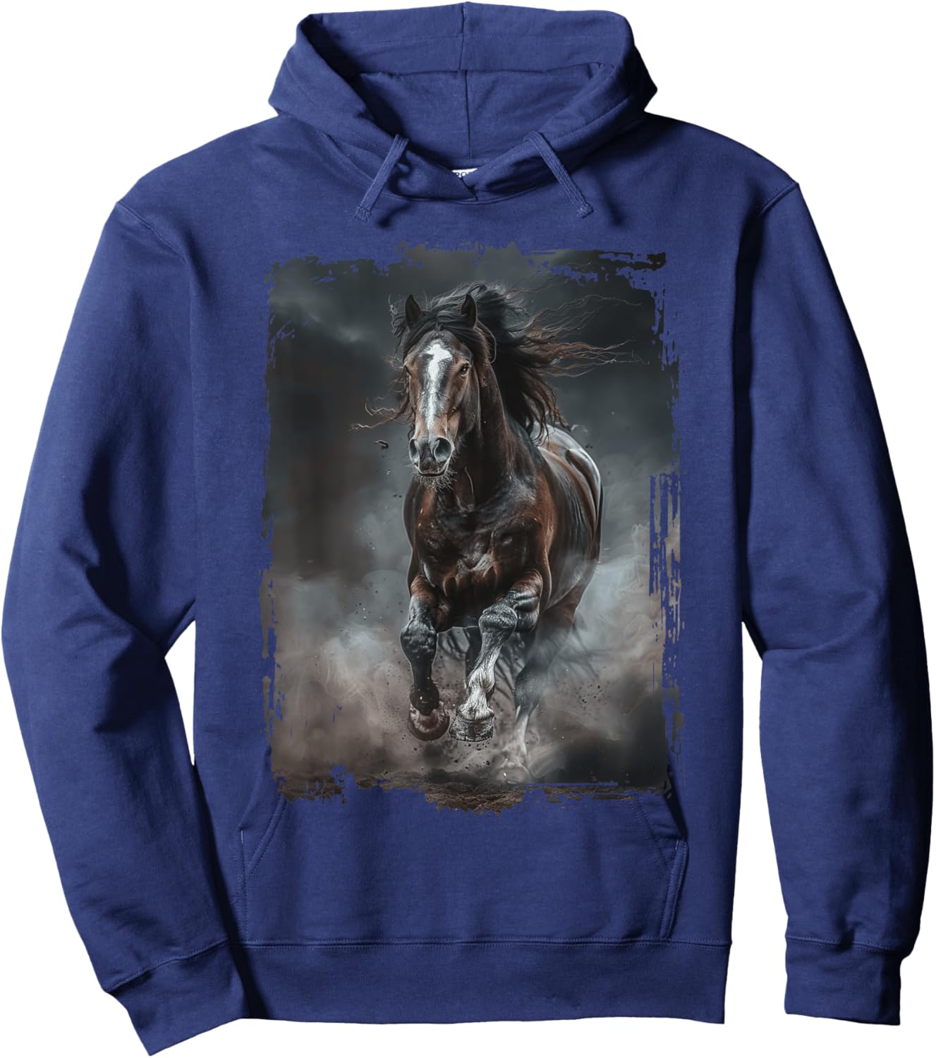 Horse Design Adults Kids Black Animal Print Clydesdale Horse Hoodie - Hoodie | Navy