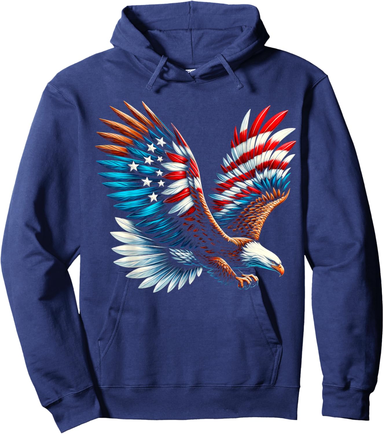 Bald Eagle & Patriotic American Flag 4th Of July Hoodie - Hoodie | Navy