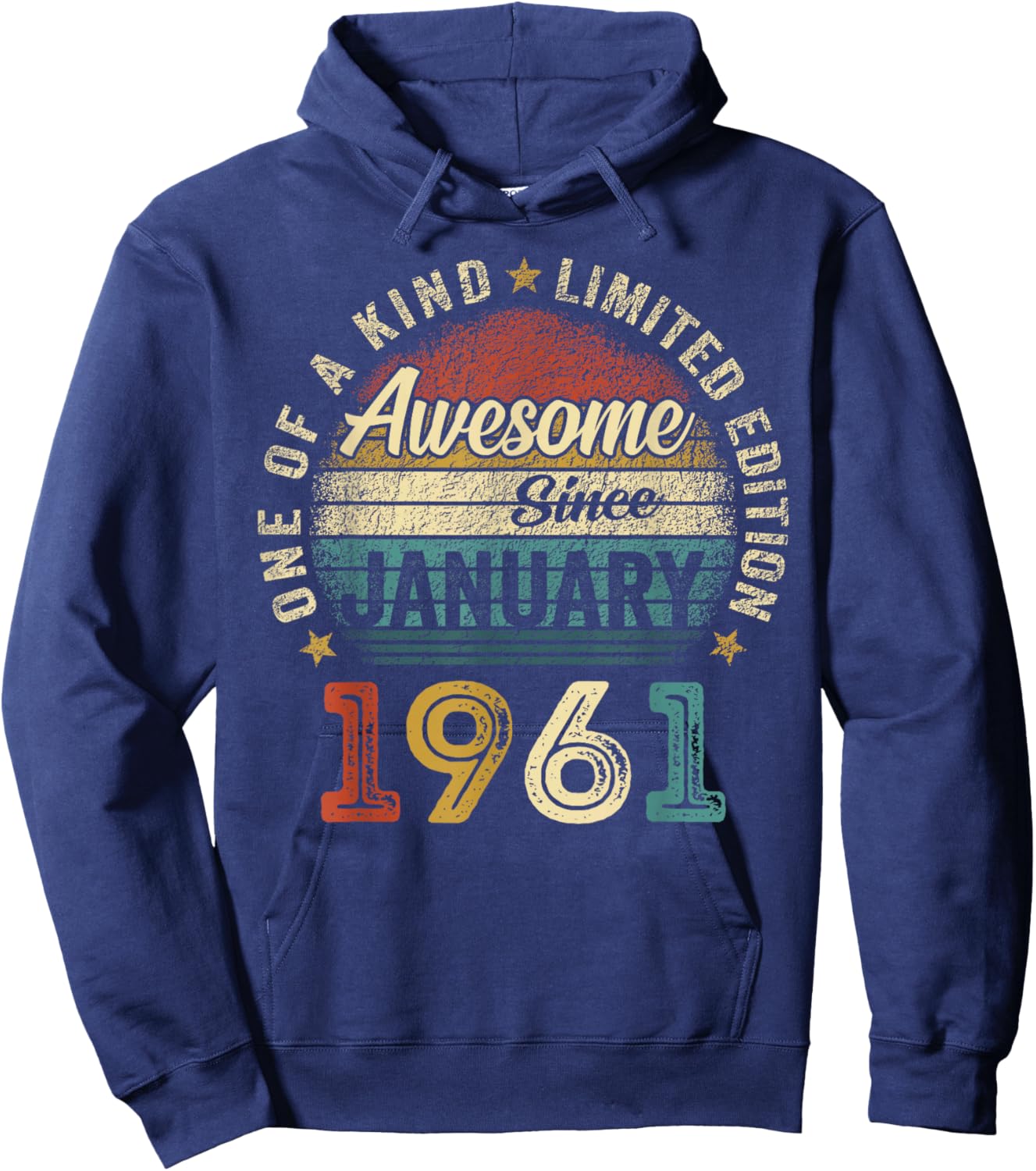 Awesome since January 1961 65 Year Old 65th Birthday Men Dad Hoodie - Hoodie | Navy