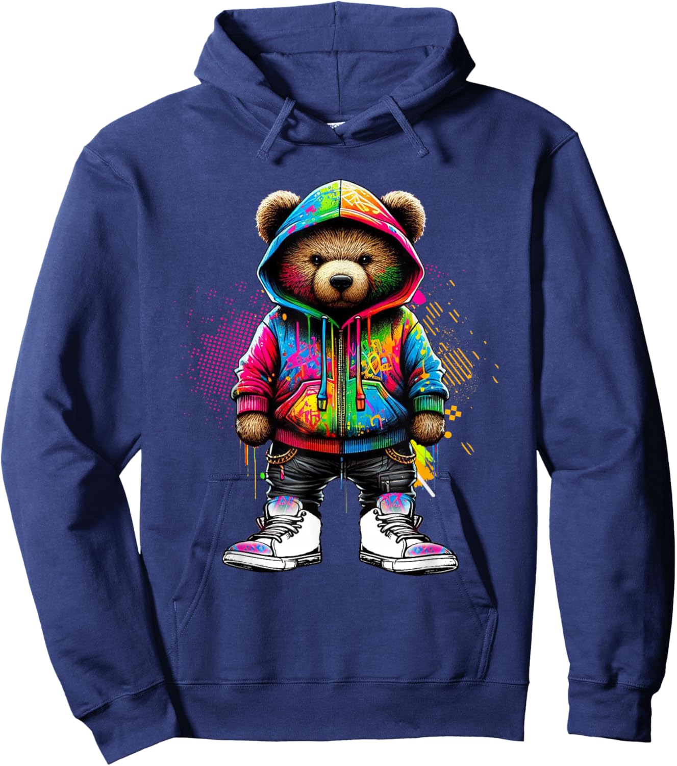Hip Hop Teddy Bear Colorful Urban Rap Music Breakdancing Hoodie - Hoodie | Navy