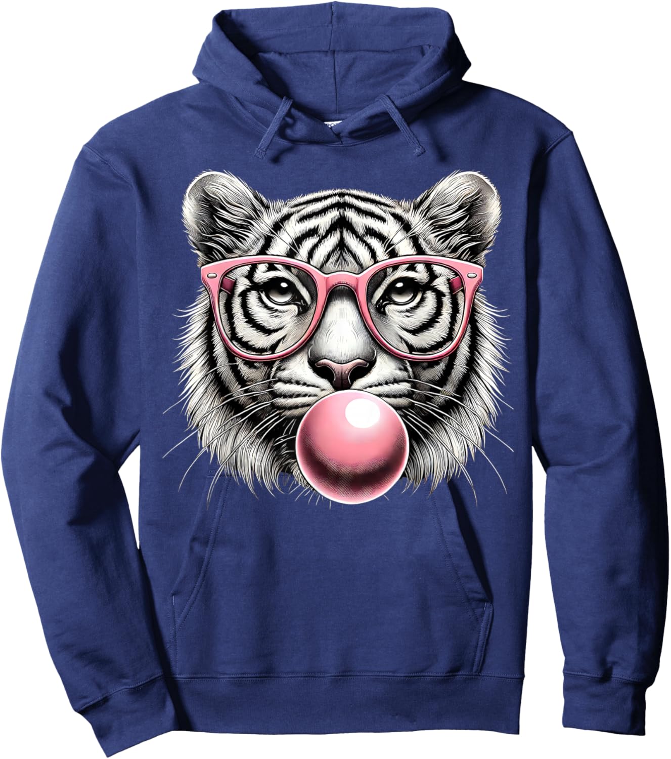 Tiger Women Tiger Face with Sunglasses Wild Animal Cute Hoodie - Hoodie | Navy