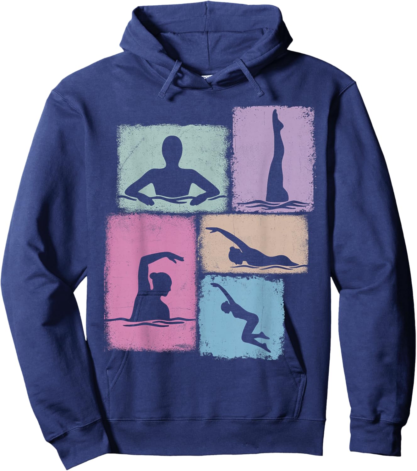Swim Collage Swimmer Women Kids Swimming Coach Youth Girl Hoodie - Hoodie | Navy