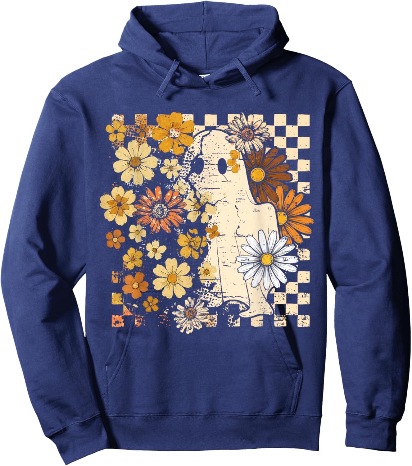 Vintage Ghost Floral Halloween Fall Thankgiving Costume Hoodie - Hoodie | Navy