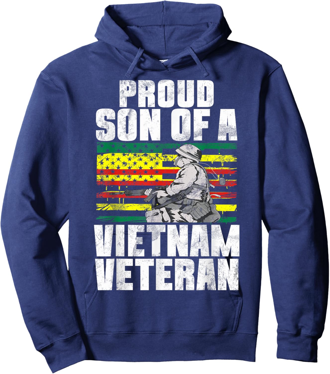 Proud Son Of A Vietnam Veteran Independence Army Grandson Hoodie - Hoodie | Navy