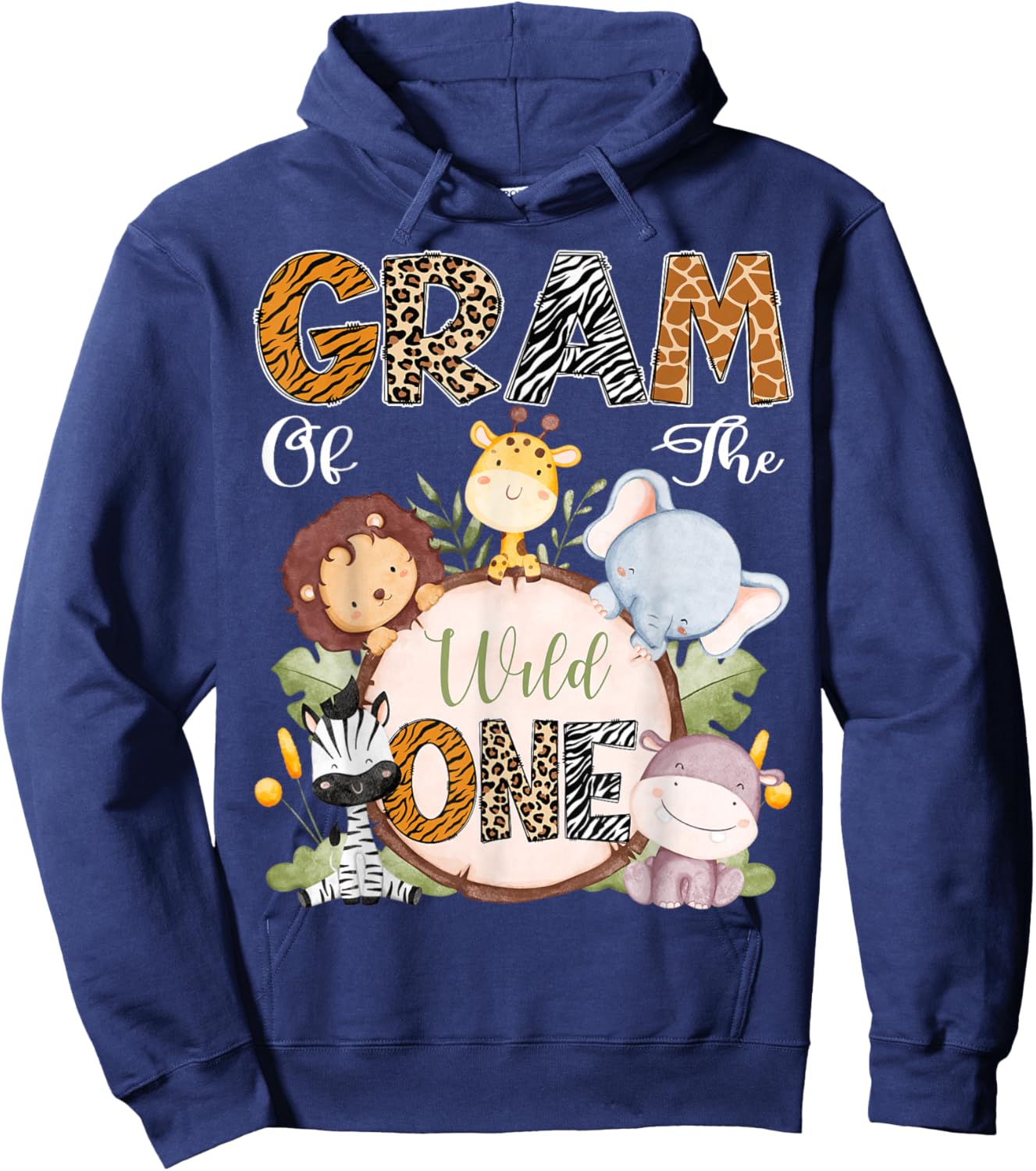 Gram Of The Wild One 1St Birthday Safari Woodland Hoodie - Hoodie | Navy