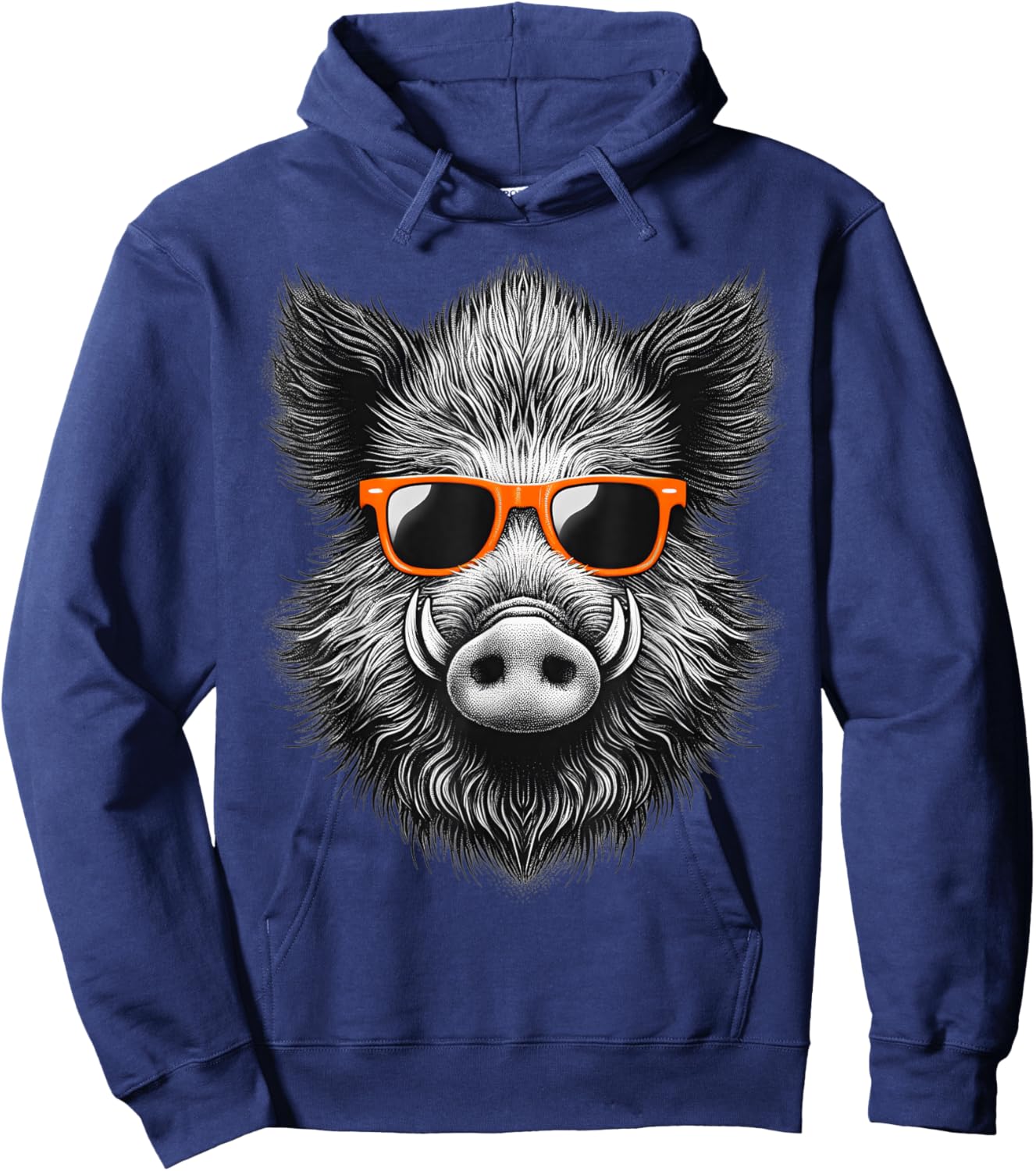 Cool Wild Boar Wearing Sunglasses Graphic Art Hoodie - Hoodie | Navy