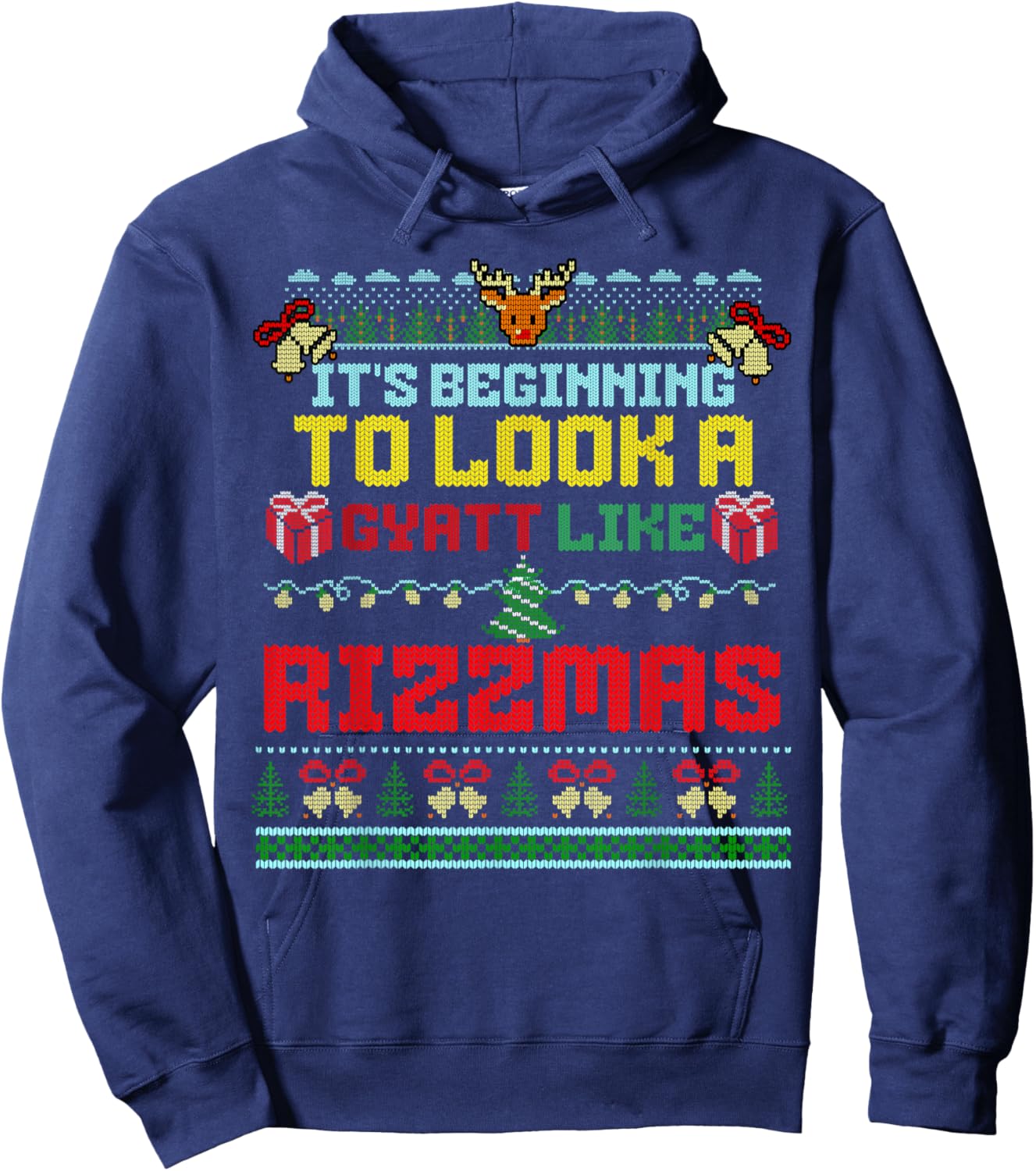 It's Beginning To Look A Gyatt Like Rizzmas Brainrot Xmas Hoodie - Hoodie | Navy