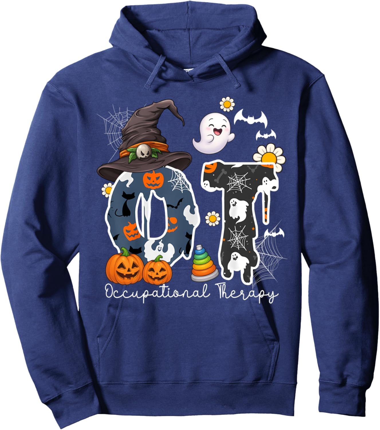 Halloween Occupational Therapy Ghost Spooky Nurse OT Men Hoodie - Hoodie | Navy
