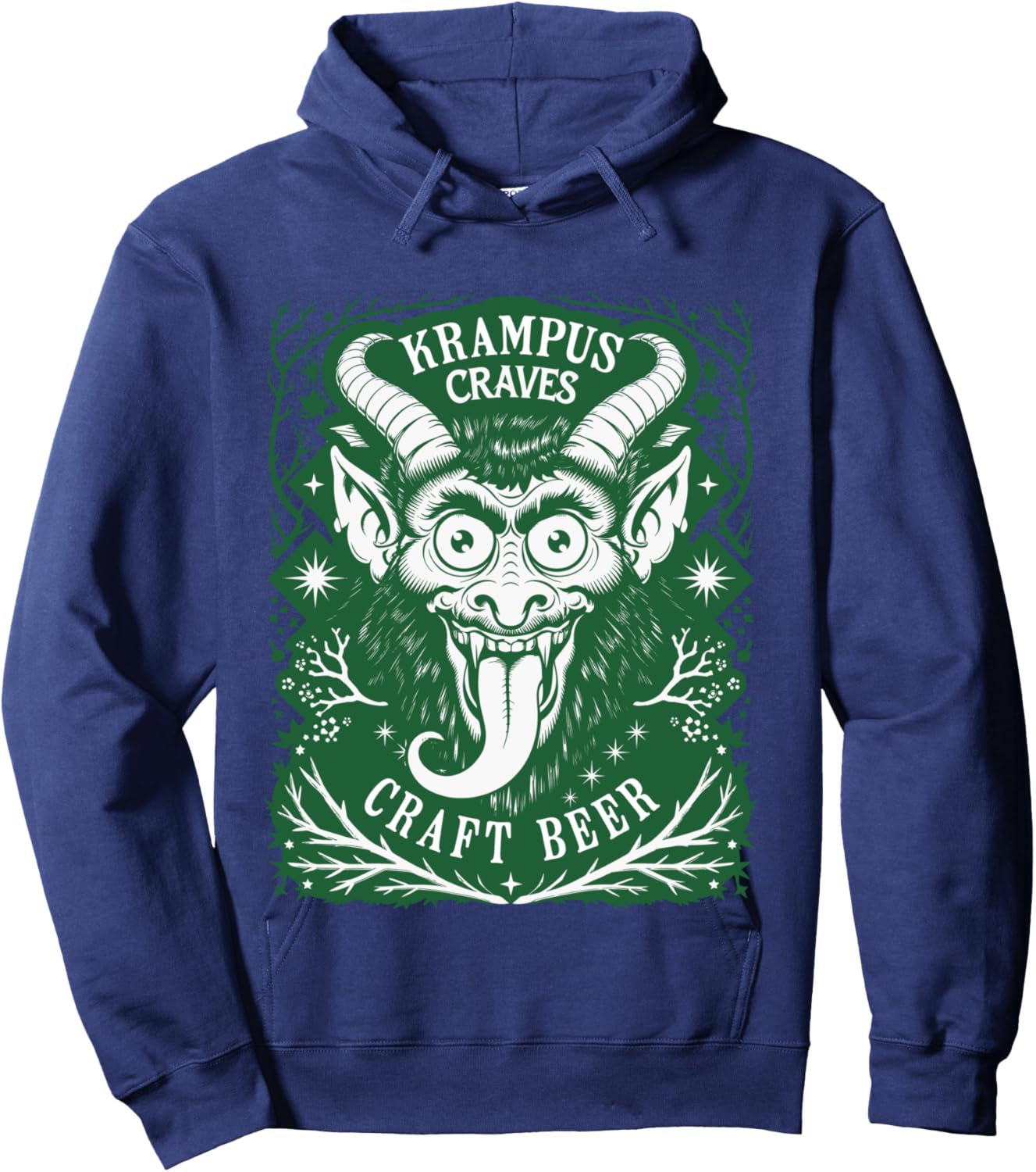 Krampus Craves Craft Beer for Funny German Krampus Folklore Hoodie - Hoodie | Navy