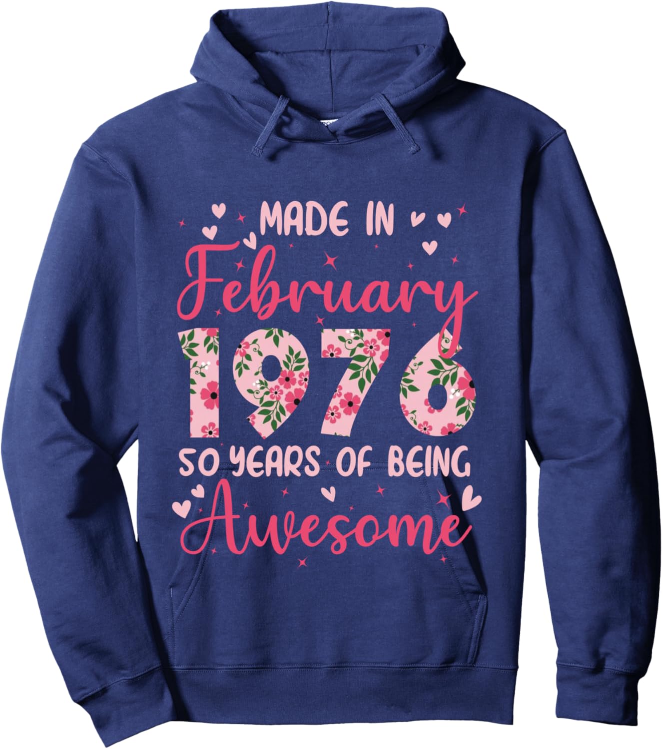 Février 1976 Cool Cadeau Anniversaire 50 Ans pour Femmes Manche Longue Hoodie - Hoodie | Navy