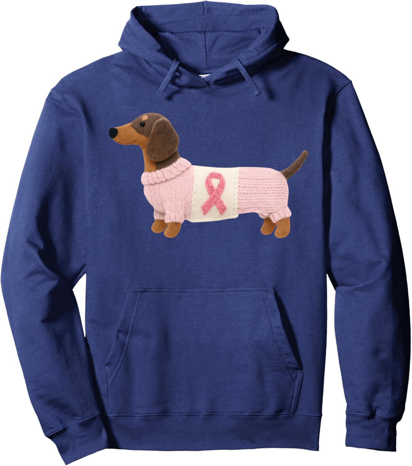 Dachshund Pink Ribbon Breast Cancer Awareness Support Hoodie - Hoodie | Navy