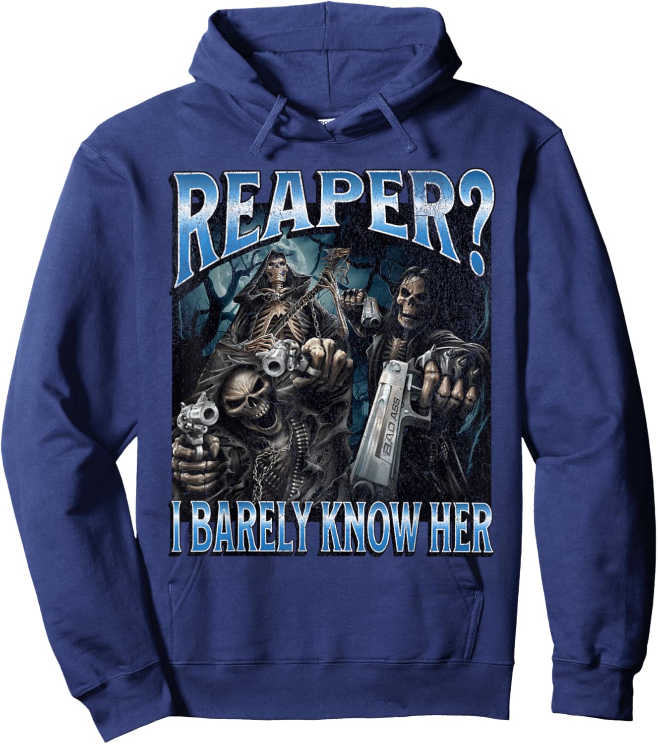 Reaper? Funny Hard Skeleton Meme Bootleg Hoodie - Hoodie | Navy