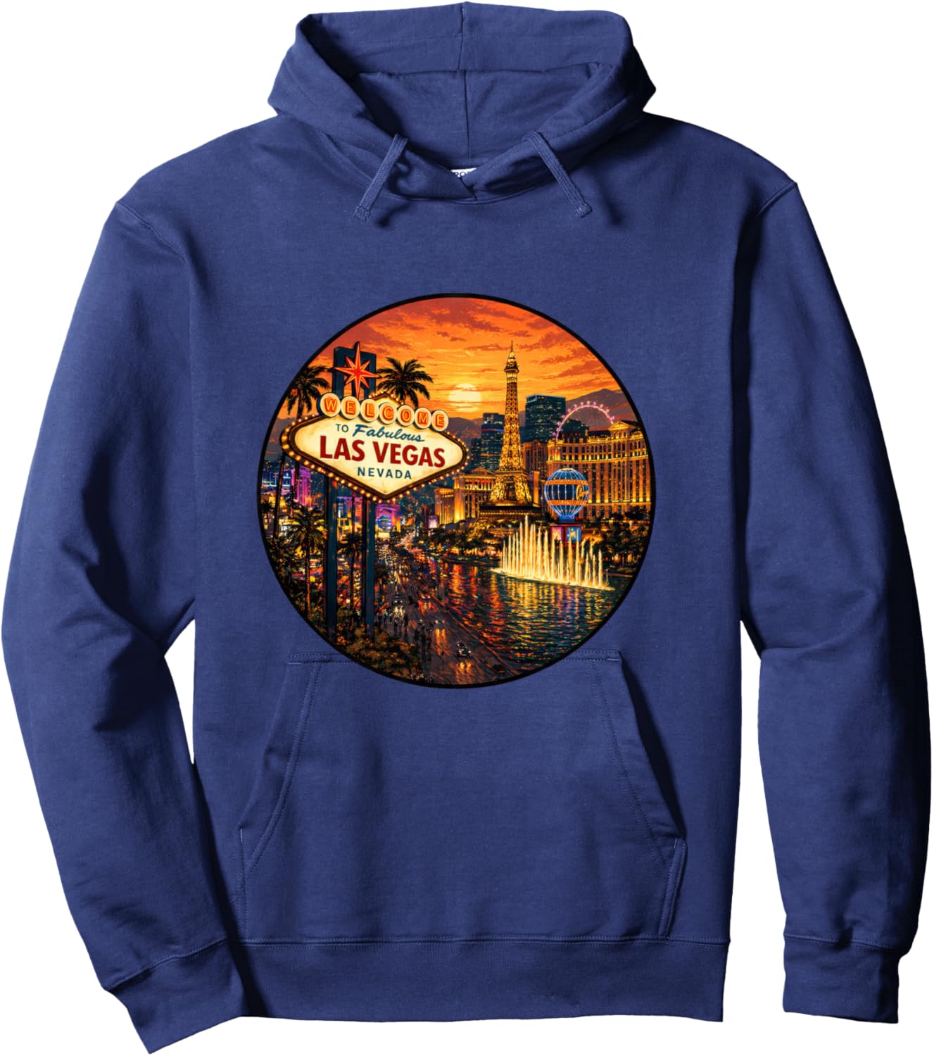 Vegas Sunset Design Urlaubsträume Langarmshirt Hoodie - Hoodie | Navy
