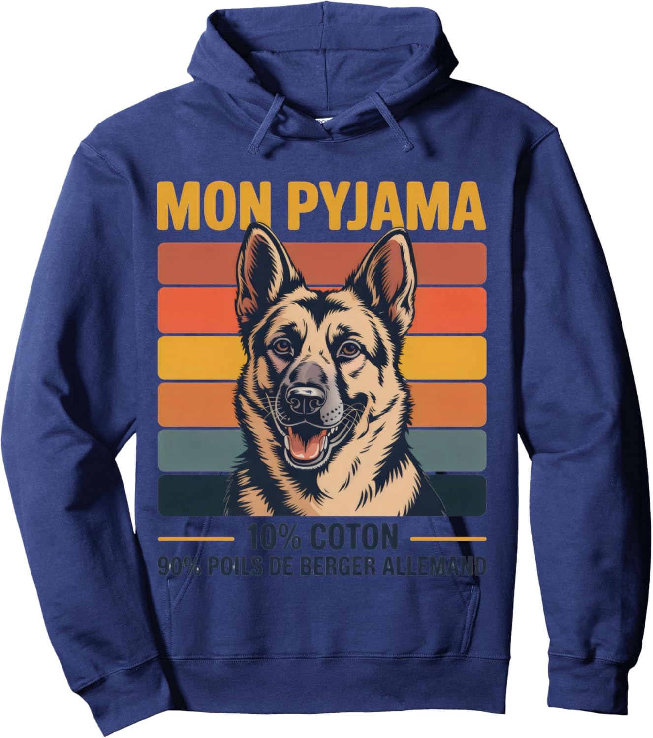 Humour Dog Gift Pyjamas Hairy German Shepherd Vintage Hoodie - Hoodie | Navy