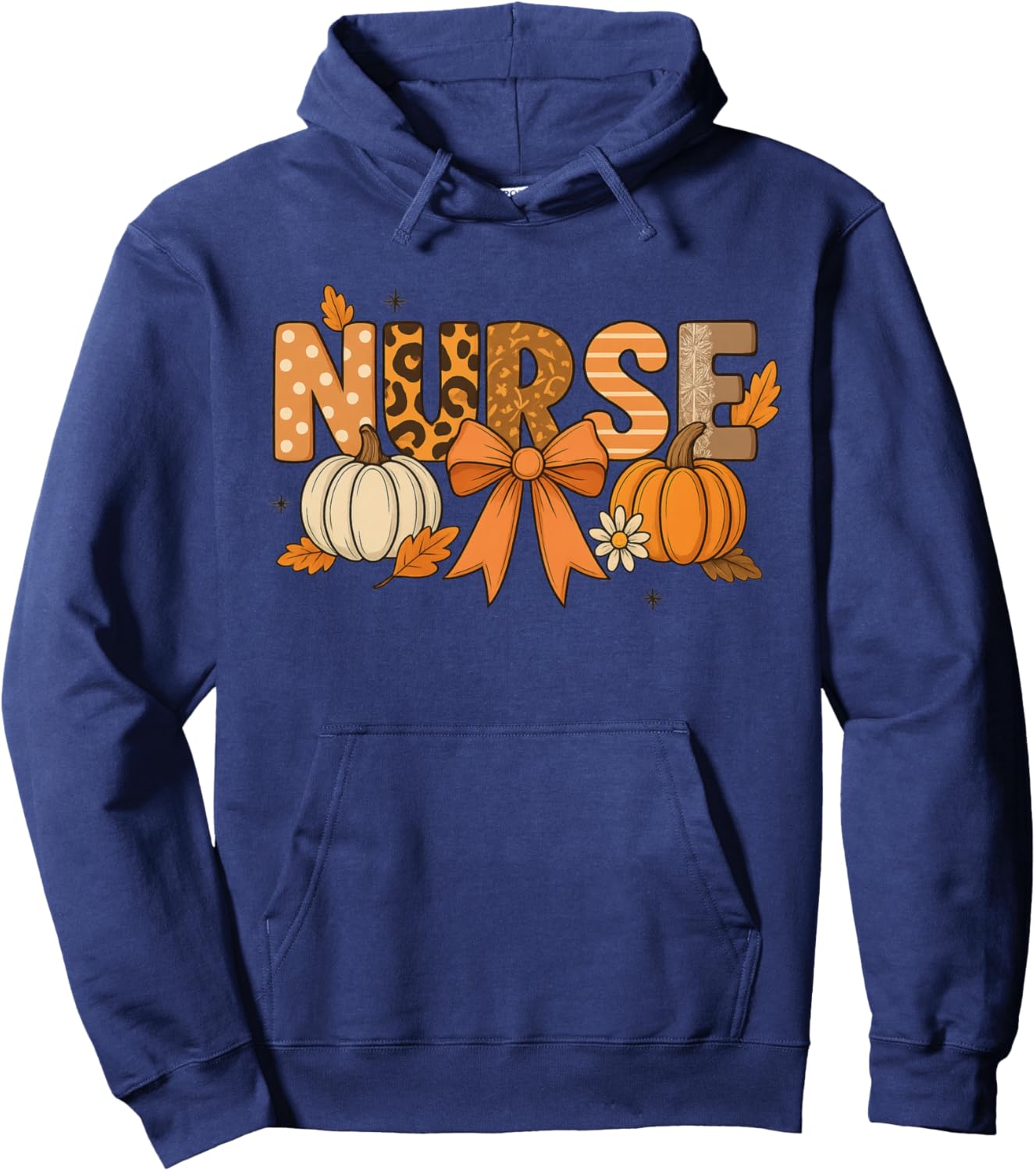Fall Nurse Pumpkin Leopard Print Autumn Thanksgiving Hoodie - Hoodie | Navy
