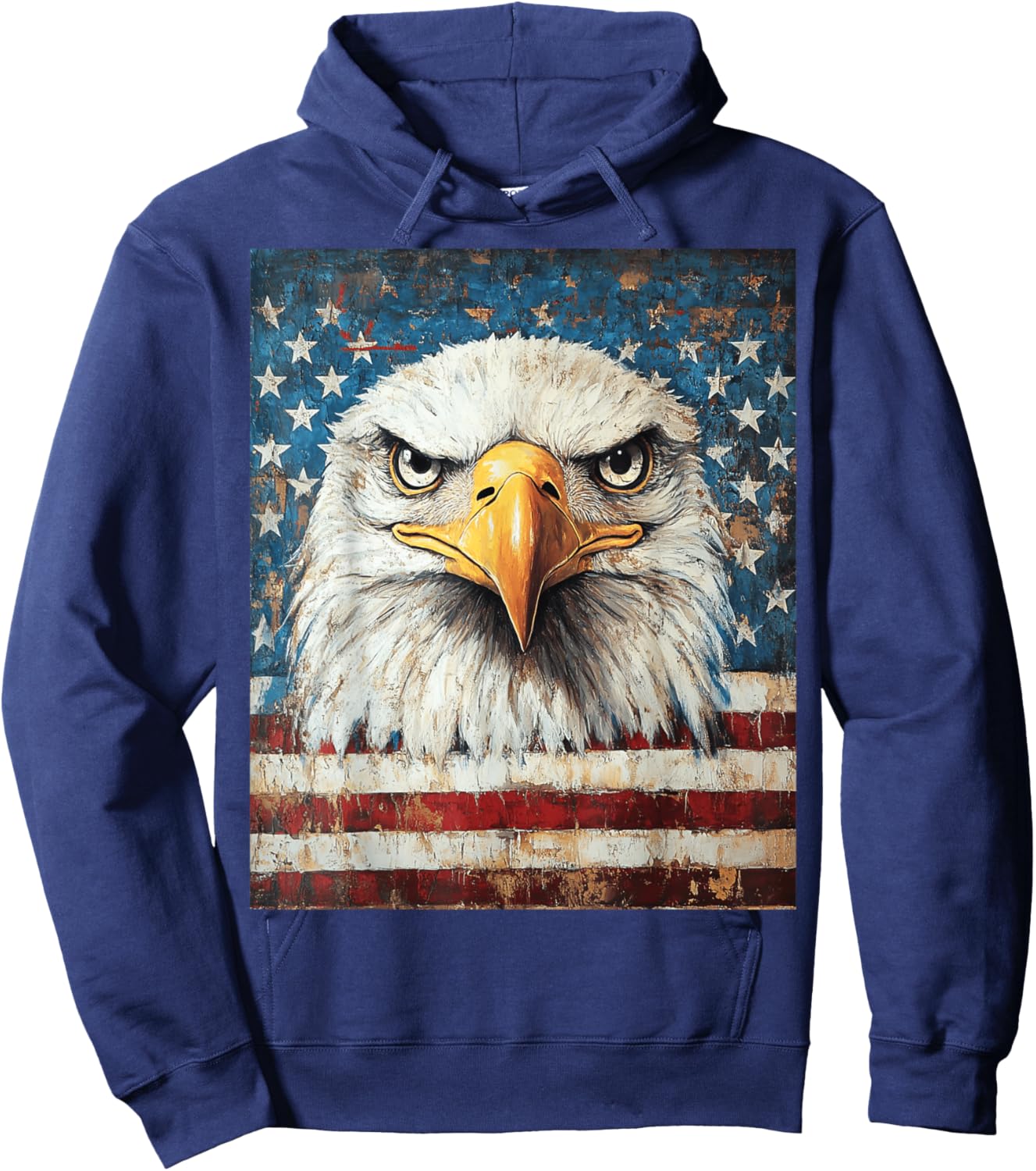 American Bald Eagle USA Flag Patriotic 4th of July Vintage Hoodie - Hoodie | Navy