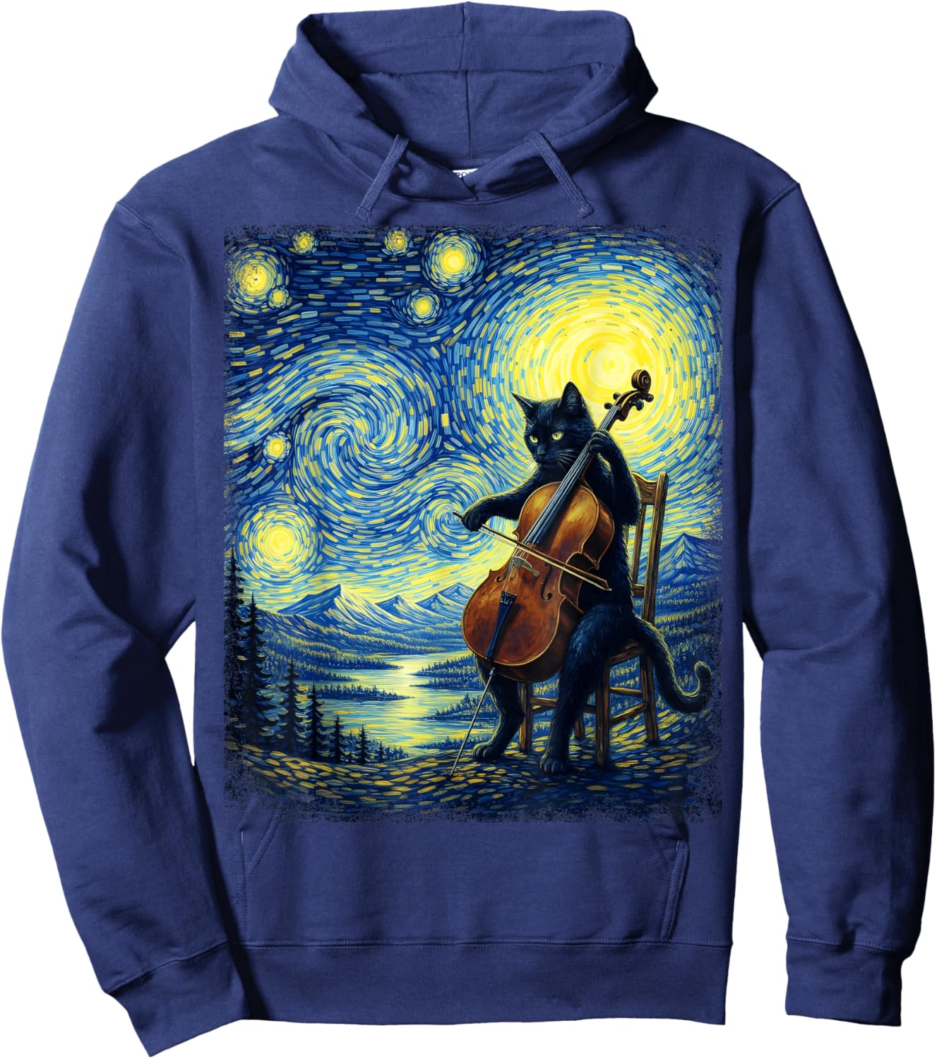 Funny Cat Playing Cello Musician Music Musical Instrument Hoodie - Hoodie | Navy