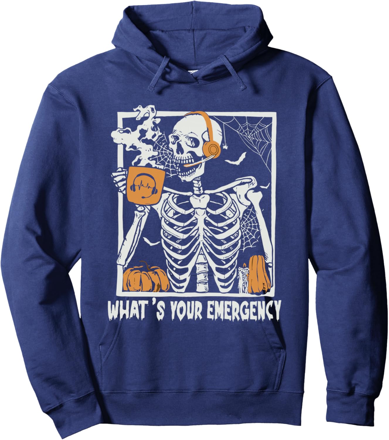 What's Your Emergency Halloween Skeleton 911 Dispatcher Hoodie - Hoodie | Navy