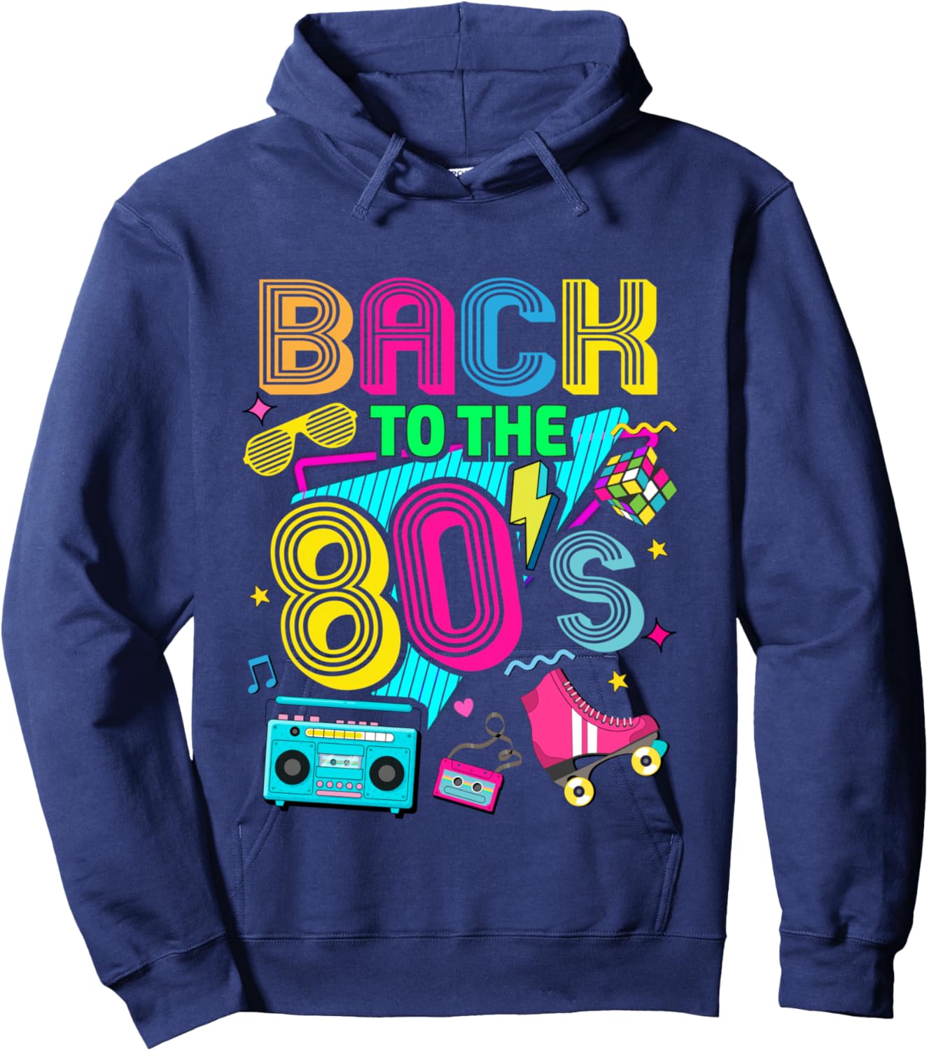 Back to 80's 1980s Retro Vintage Eighties Costume Party Hoodie - Hoodie | Navy