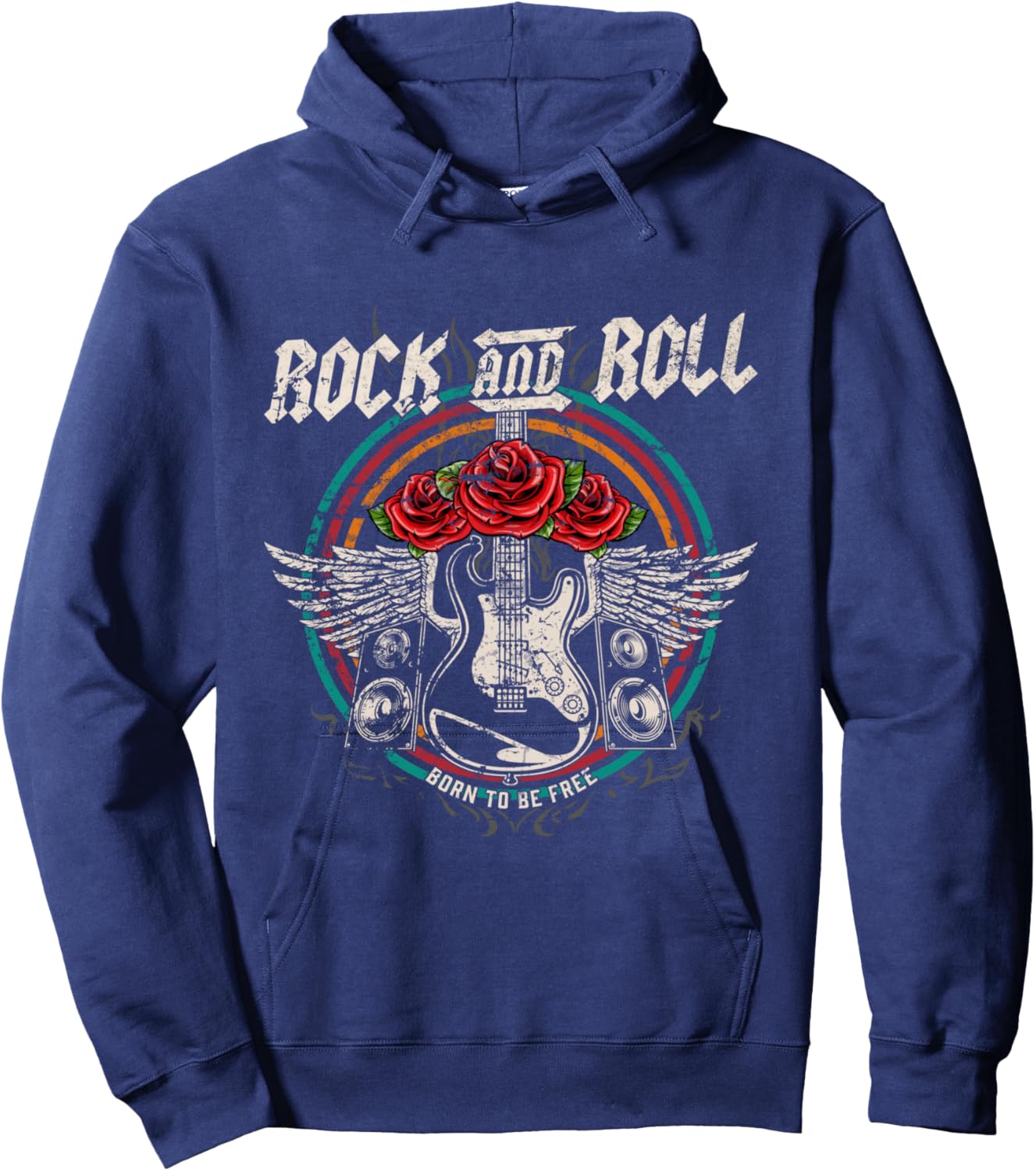 Guitare Rock and Roll Vintage Rock Music Manche Longue Hoodie - Hoodie | Navy