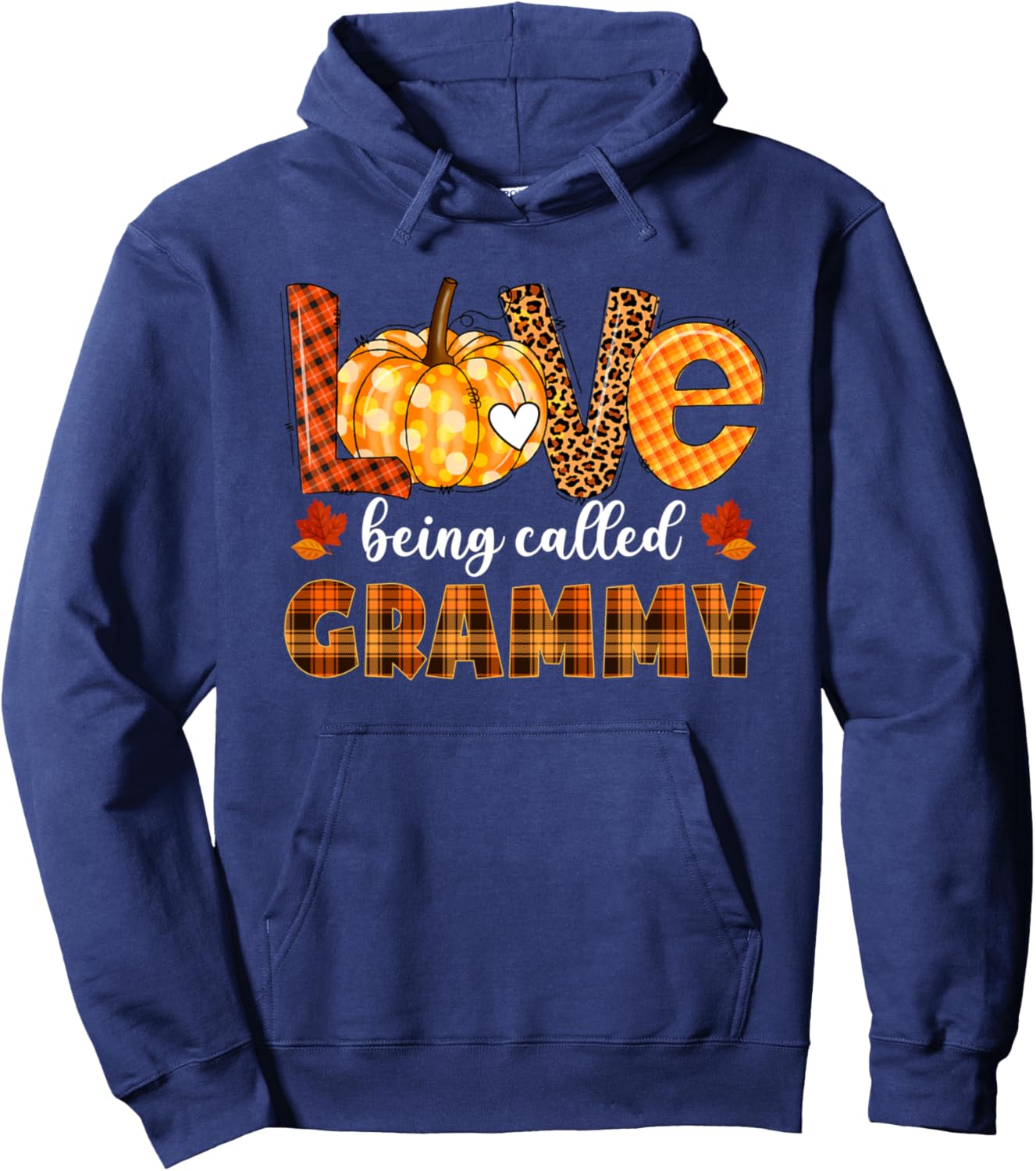 Leopard Pumpkin Love Being Called Grammy Fall Thanksgiving Hoodie - Hoodie | Navy