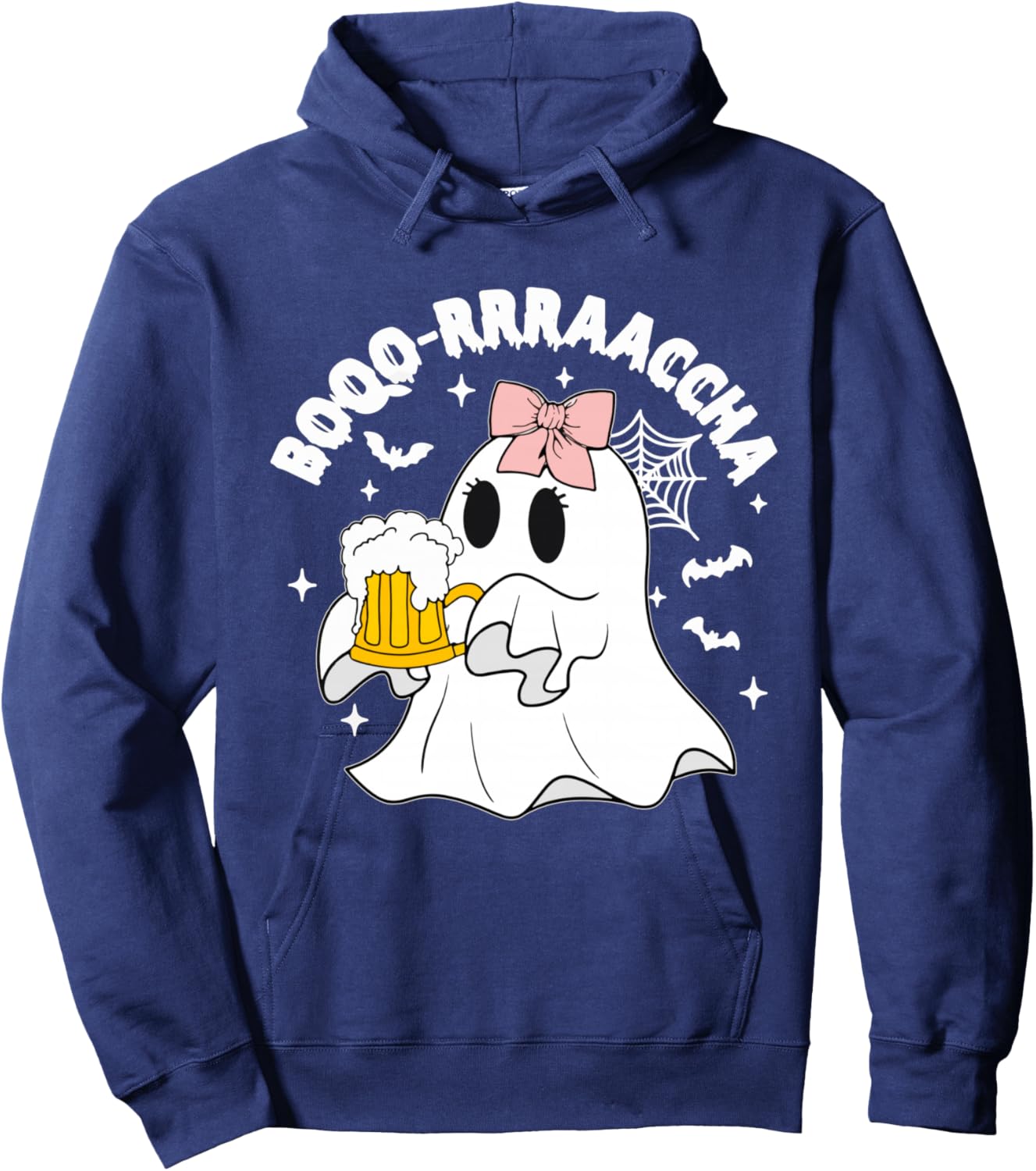 Boo-racha Funny Halloween Ghost Beer Design Borracha Funny Hoodie - Hoodie | Navy