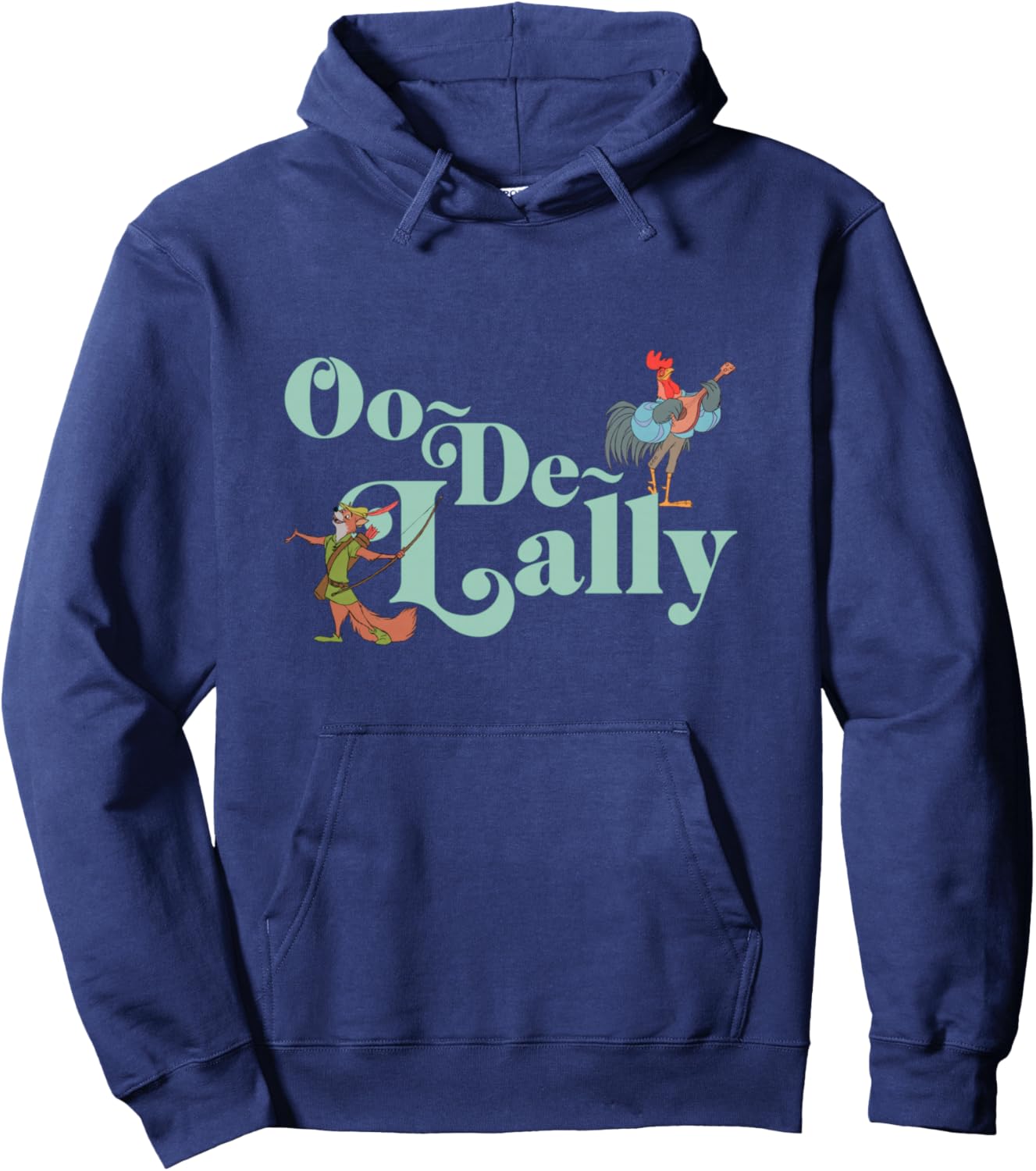 Disney Robin Hood Oo-De-Lally Iconic Quote Chest Text Logo Hoodie - Hoodie | Navy