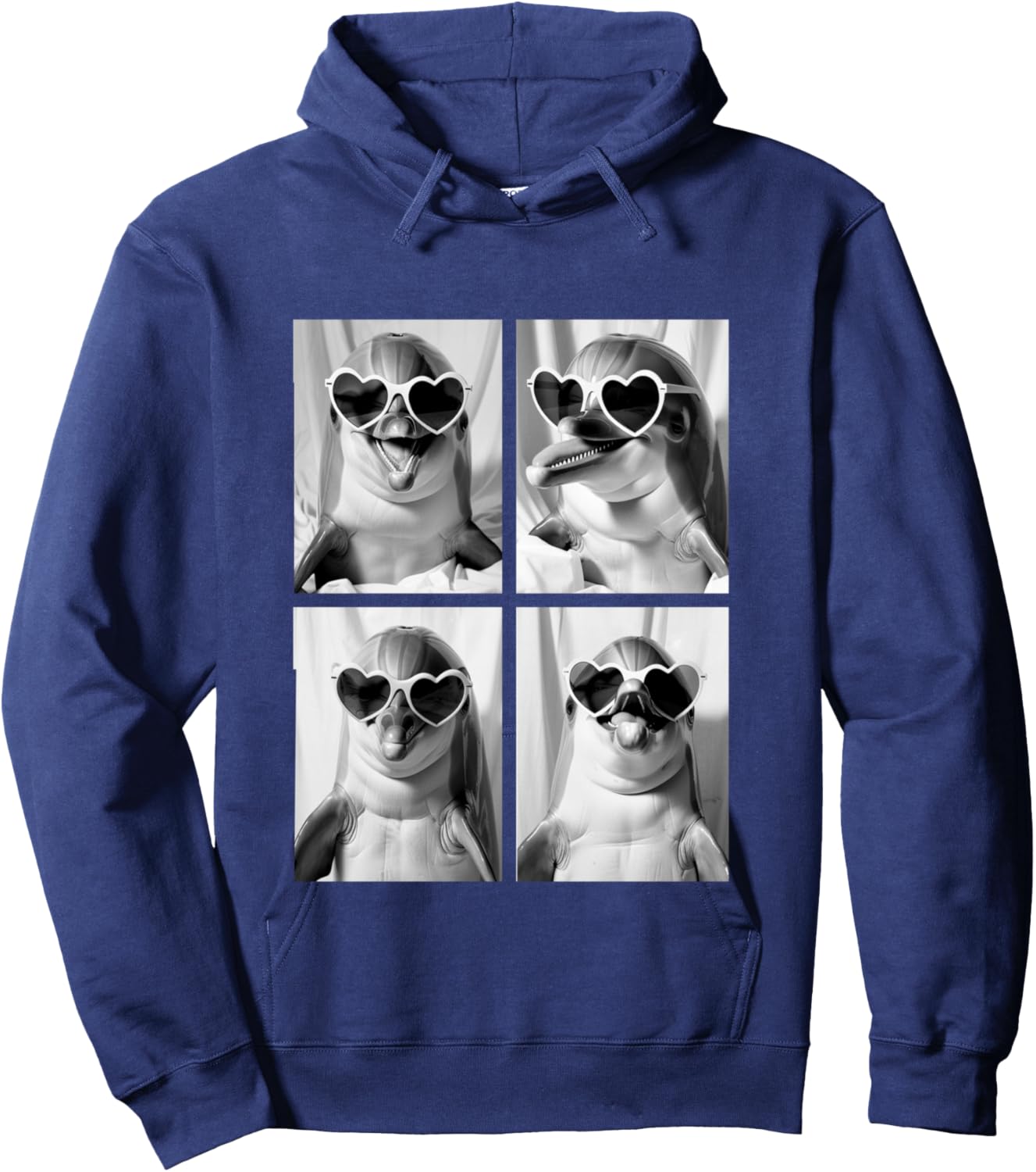 Lunettes de Soleil drôles de Dauphins avec cœurs pour la Saint-Valentin Manche Longue Hoodie - Hoodie | Navy
