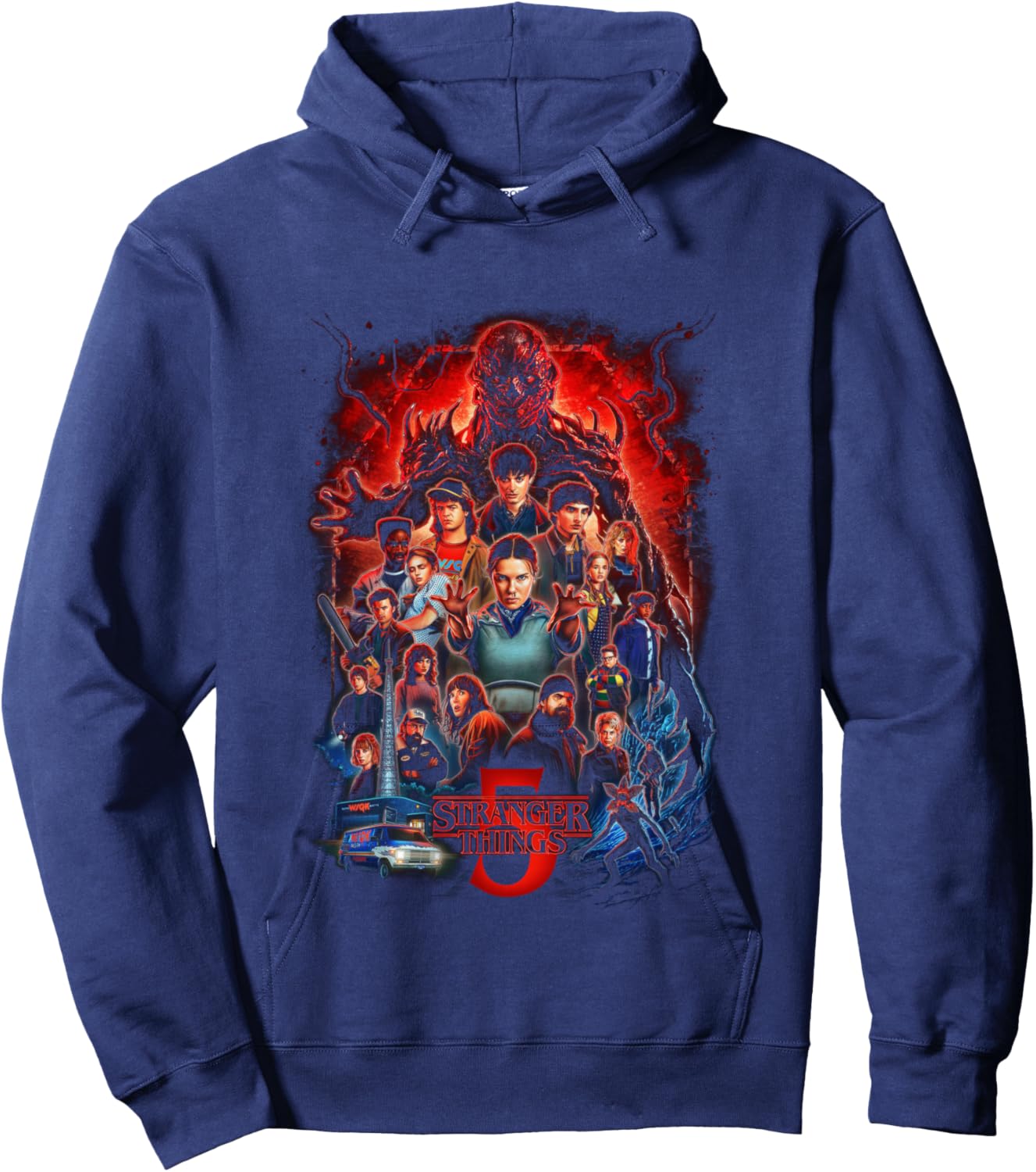 Stranger Things ST5 Poster Officially Licensed Hoodie - Hoodie | Navy