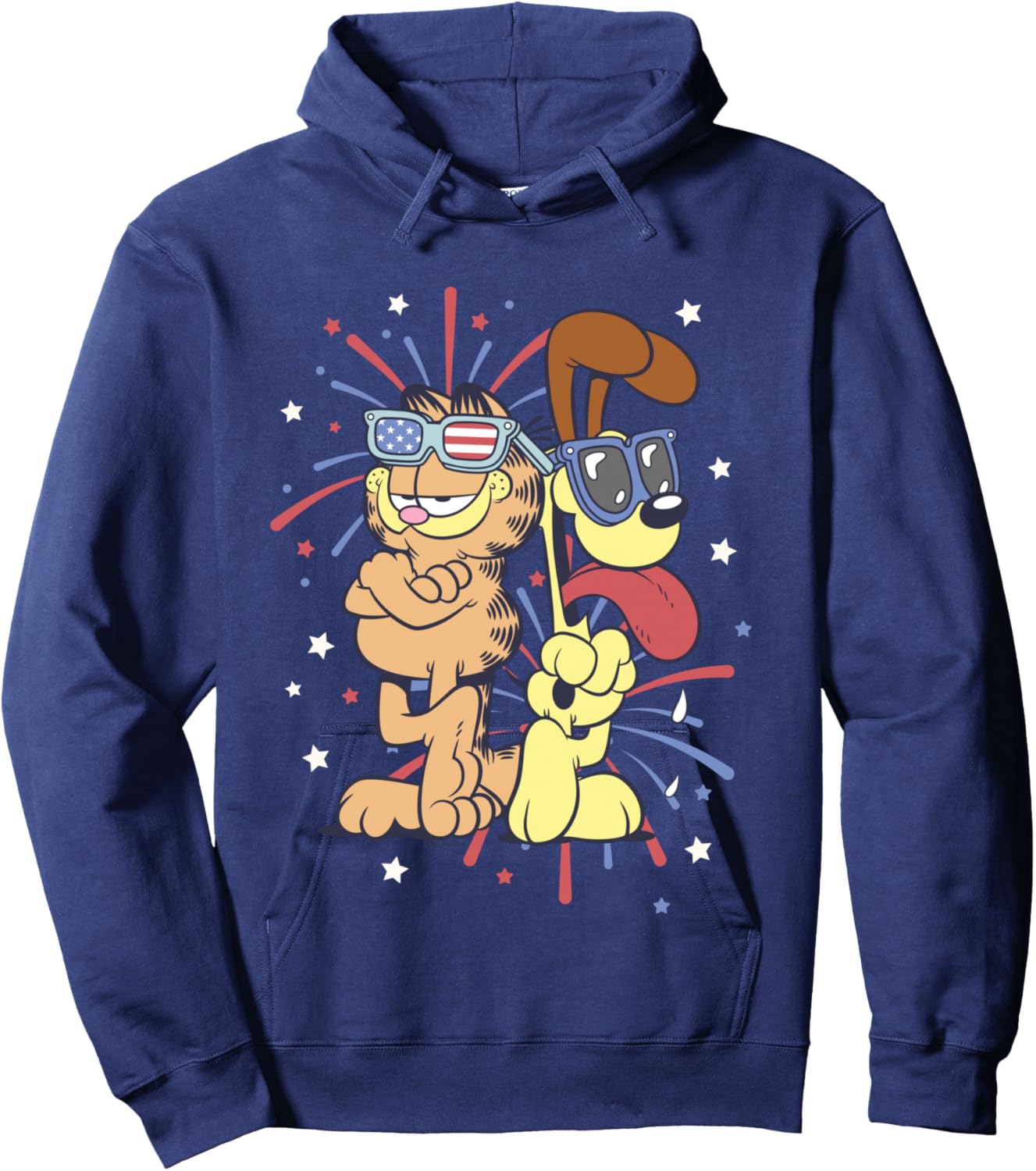 Garfield 4th of July Garfield & Odie Back to Back Fireworks Hoodie - Hoodie | Navy