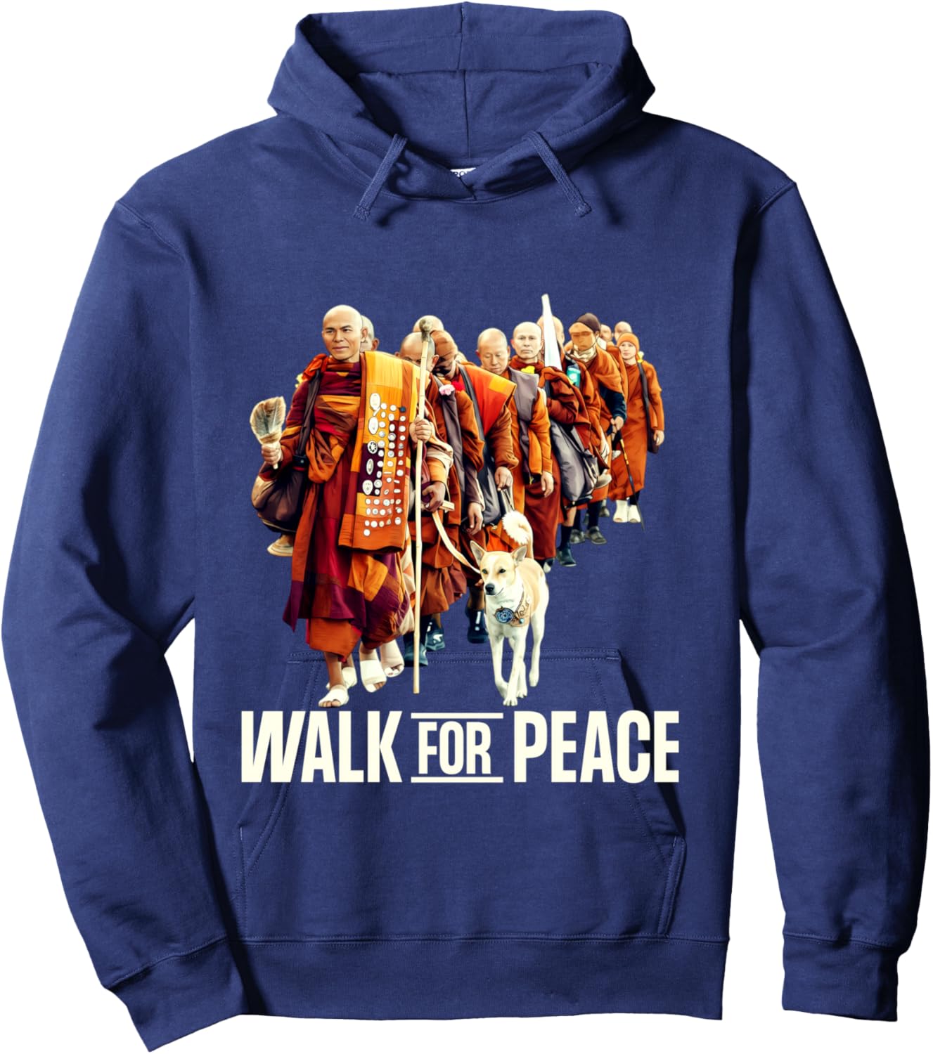 Peace Walking Monks and Aloka Dog Walk for Peace Shirt Hoodie - Hoodie | Navy