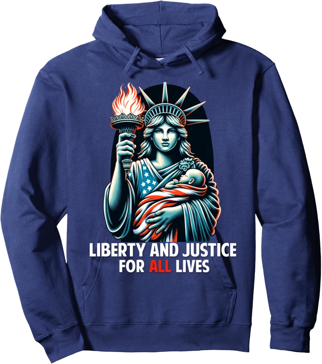 Patriotic American Unborn Lives Matter Pro-Life Catholic Hoodie - Hoodie | Navy