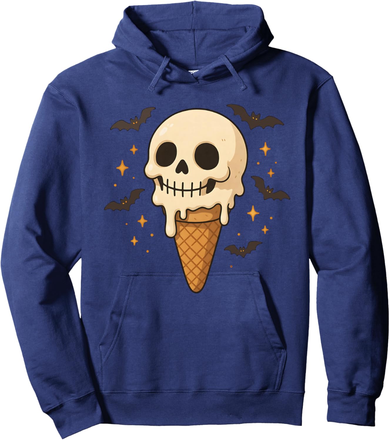 Skull Ice Cream Cone Halloween Boy Girl Graphic Hoodie - Hoodie | Navy