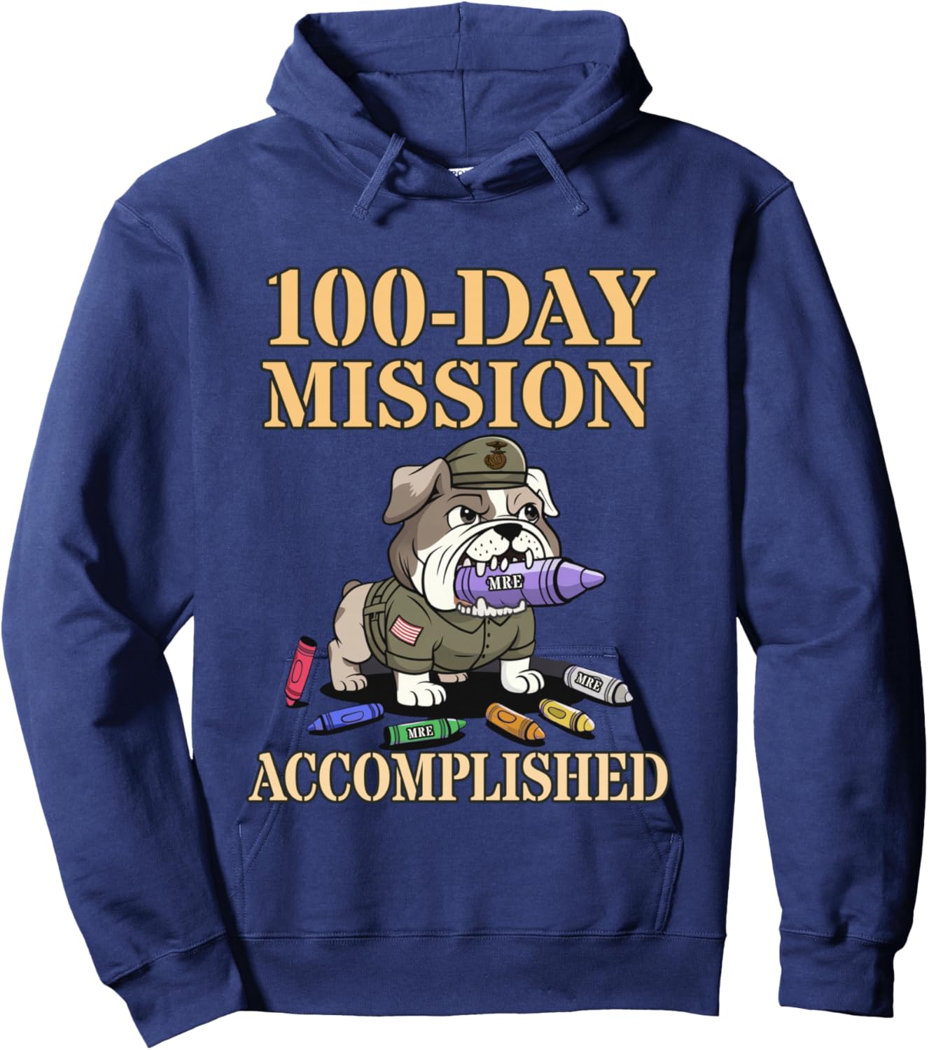 Camp d'entraînement Militaire Amusant de 100 Jours Manche Longue Hoodie - Hoodie | Navy