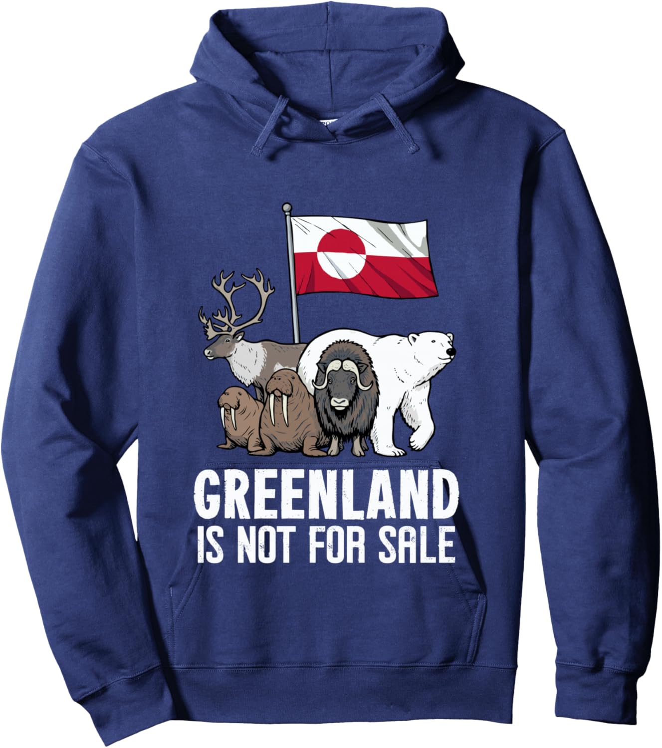 Greenland Not For Sale Flag Greenland Animals Greenland Hoodie - Hoodie | Navy