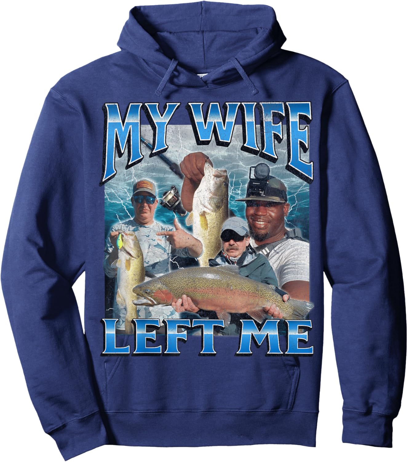 MildlyPerturbed -Adults & Kids Fishing Graphic - Black, Small Hoodie - Hoodie | Navy