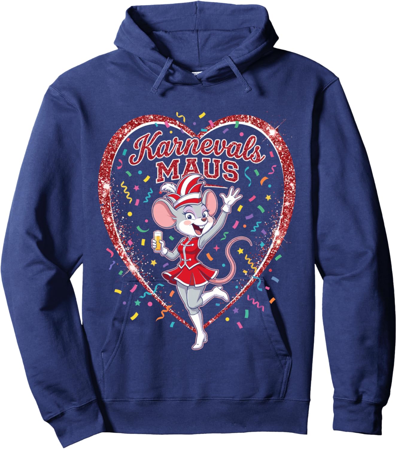Carnival Mouse Red White Cologne Carnival Alaaf Women's Long-Sleeved Shirt Hoodie - Hoodie | Navy