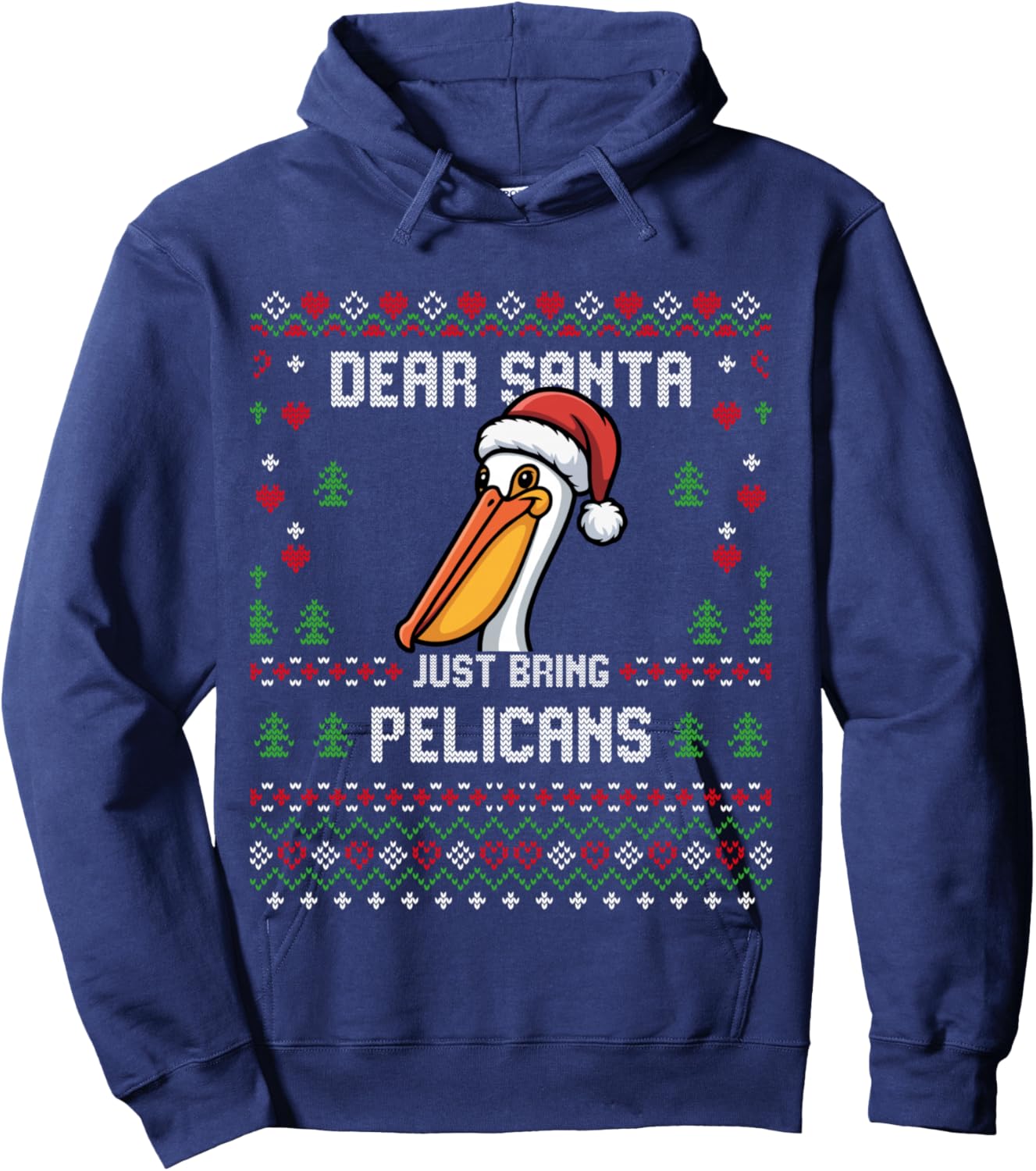 Dear Santa Pelican Ugly Christmas Jumper Hoodie - Hoodie | Navy