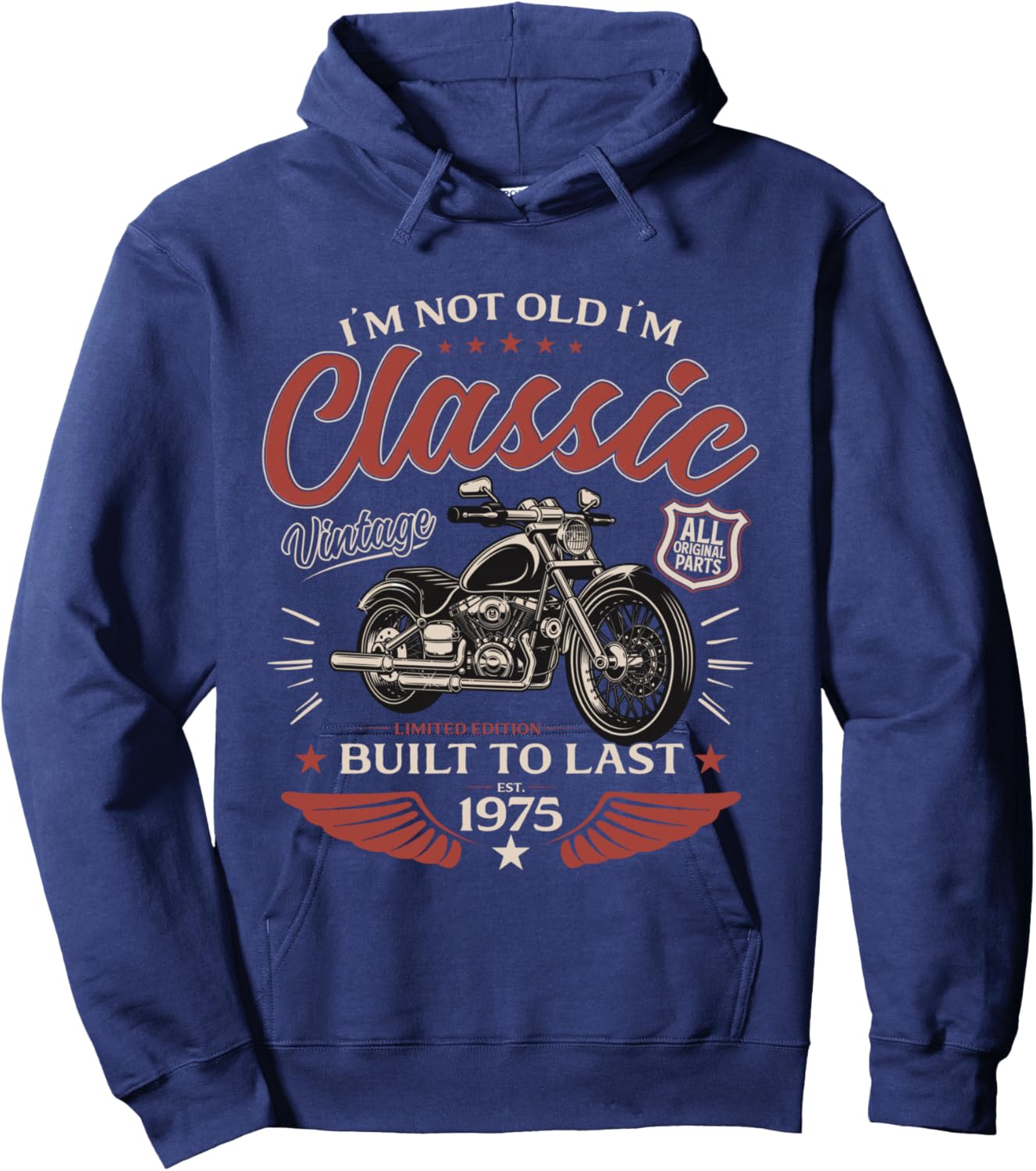 50th Anniversary Man Motorcycle Biker 1975 Hoodie - Hoodie | Navy