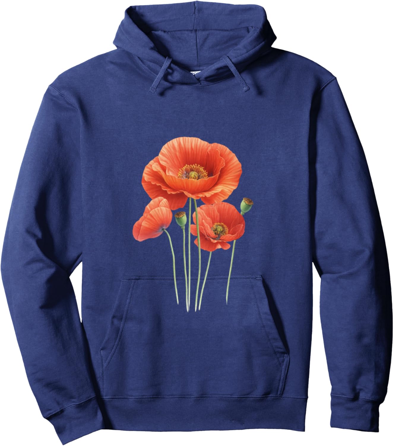 Poppy Flower Hoodie - Hoodie | Navy