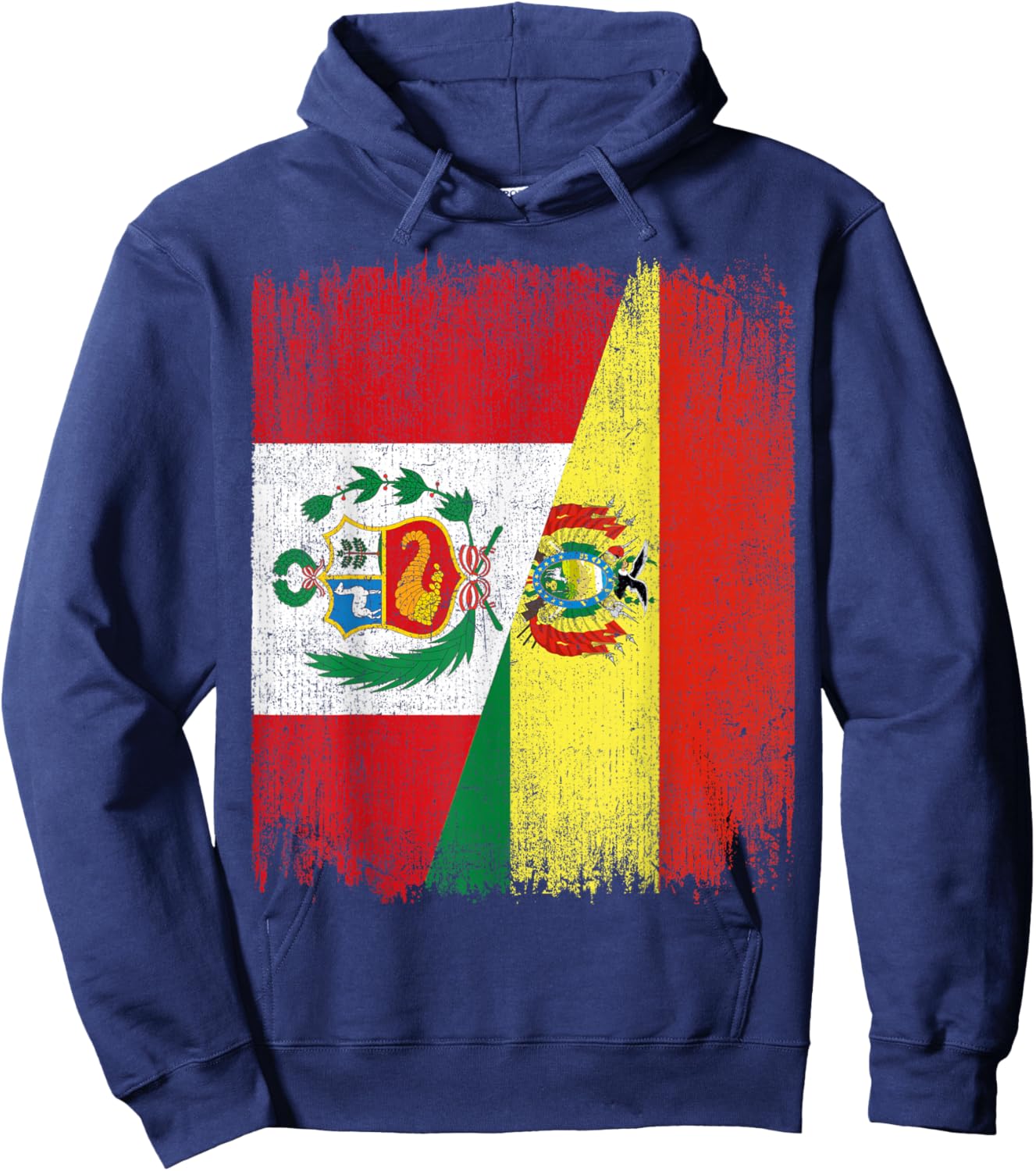 Half Bolivia Peru Split Flag Bolivian Peruvian Pride Roots Hoodie - Hoodie | Navy