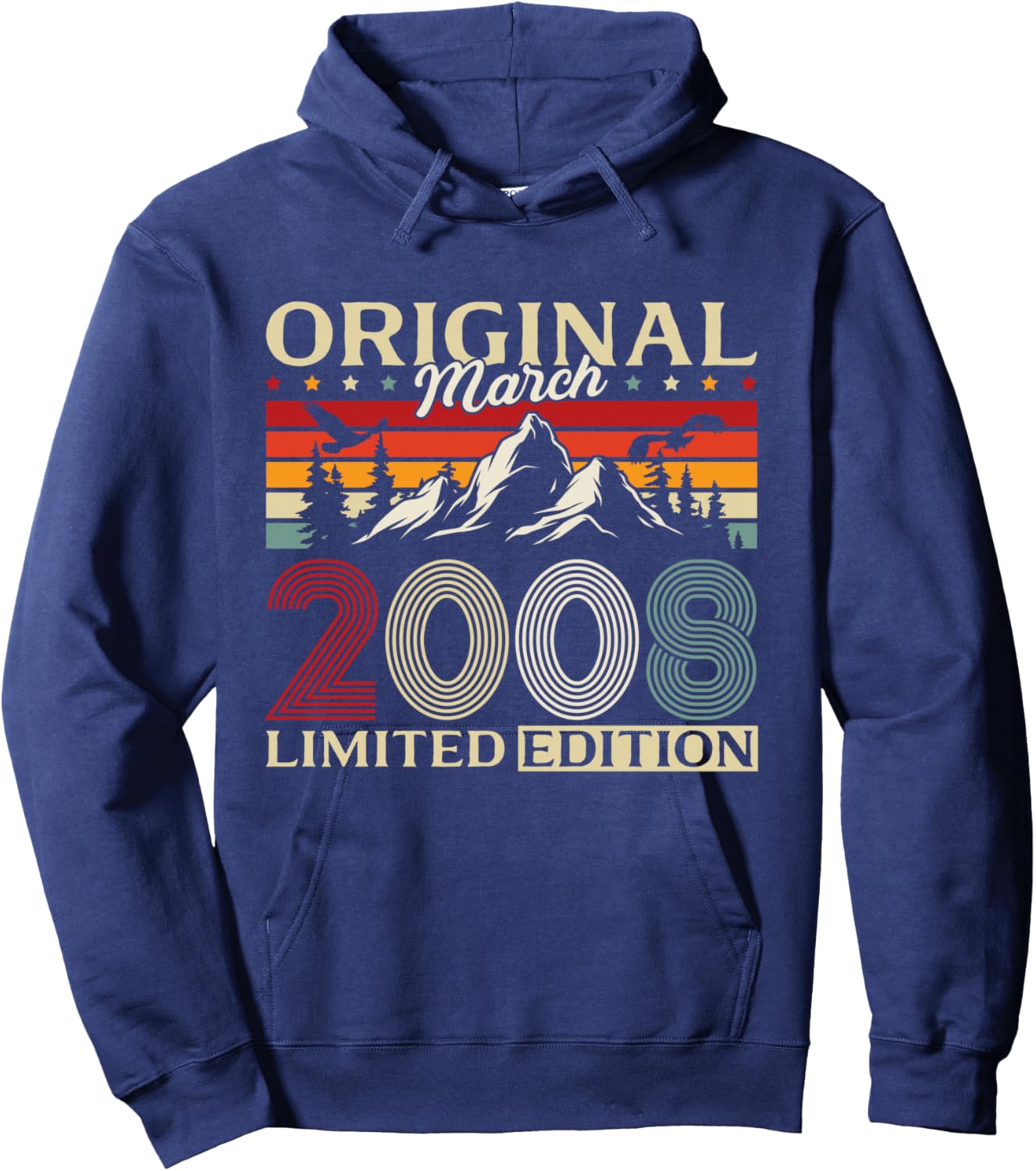 18 Ans Anniversaire Homme Cadeau Mars 2008 Vintage Manche Longue Hoodie - Hoodie | Navy