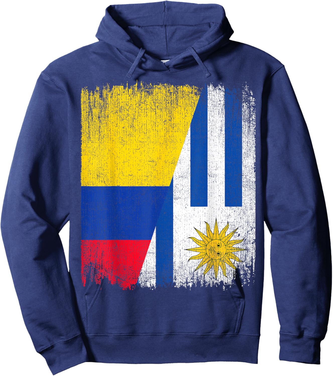 Half Colombia Uruguay Flag Colombian Uruguayan Pride Roots Hoodie - Hoodie | Navy