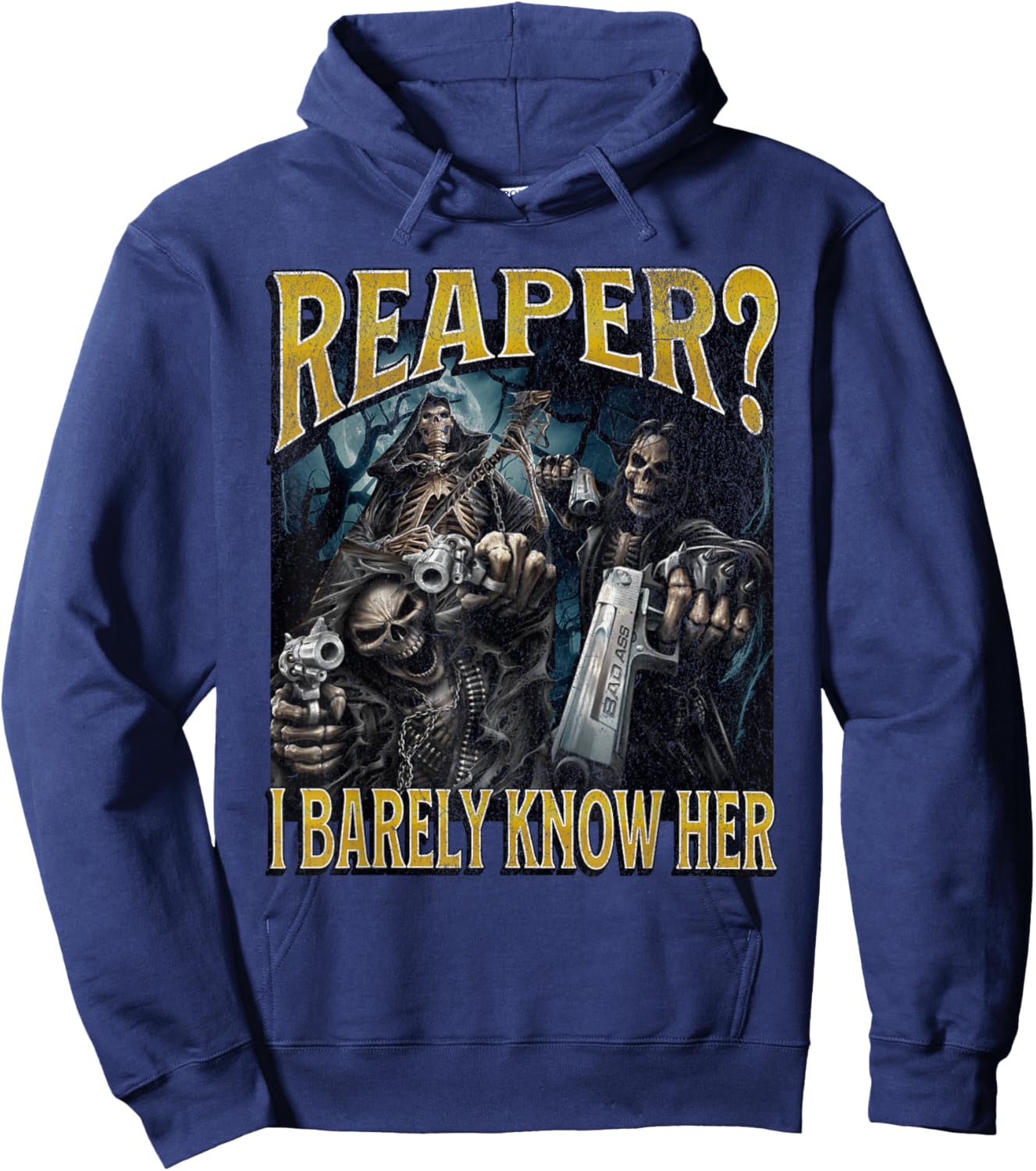 Reaper? Funny Hard Skeleton Meme Bootleg Hoodie - Hoodie | Navy